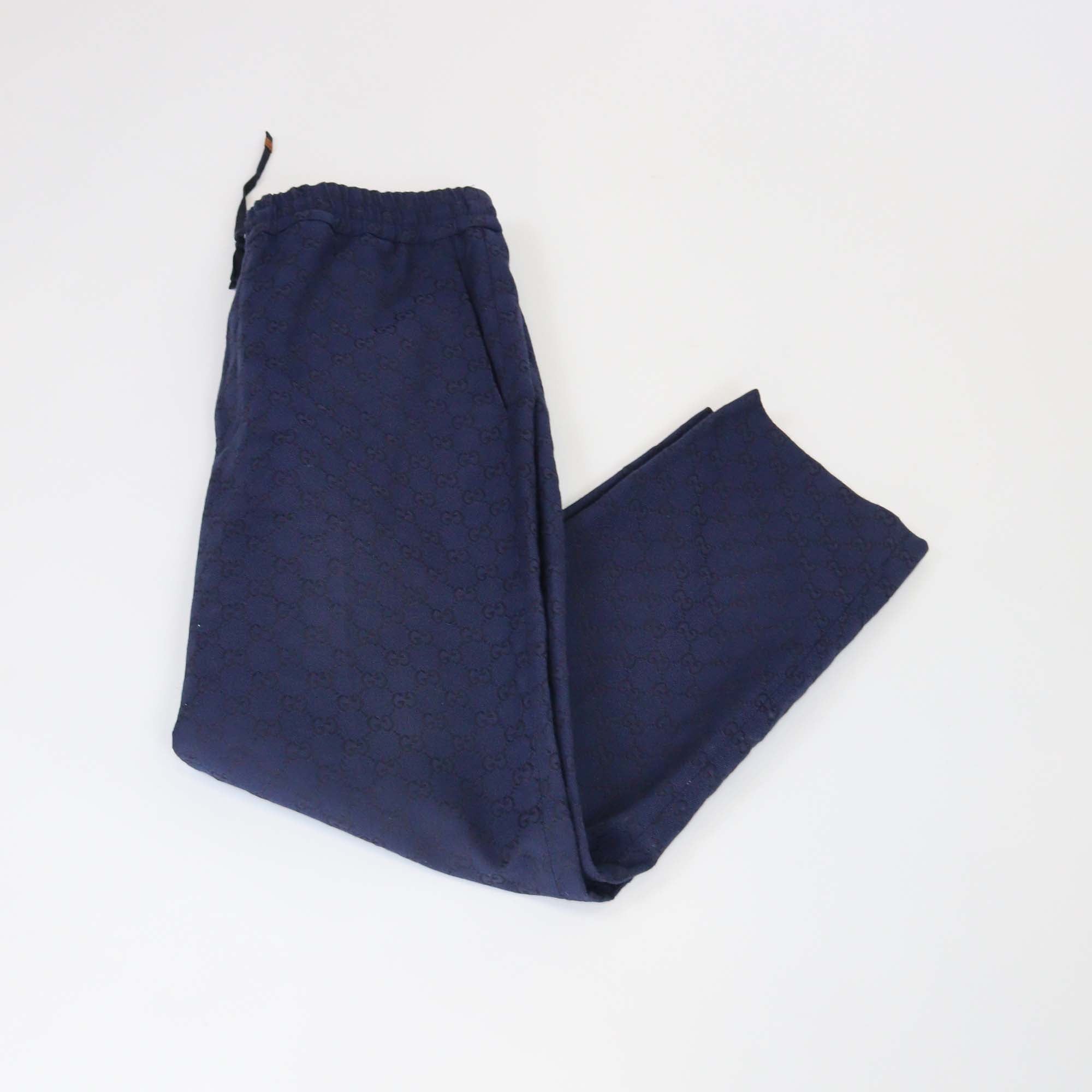 Gucci Navy Blue GG Canvas Drawstring Trouser