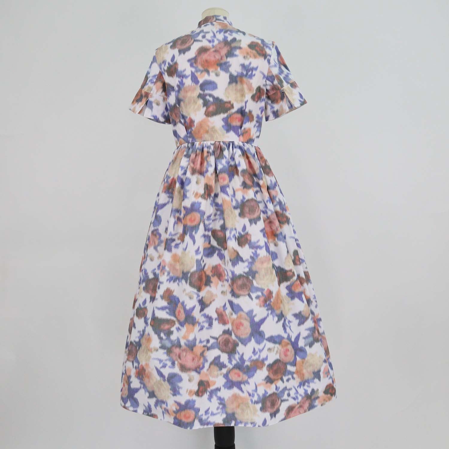 Erdem Multicolor Blend Cotton Floral Taffeta Midi Shirtdress