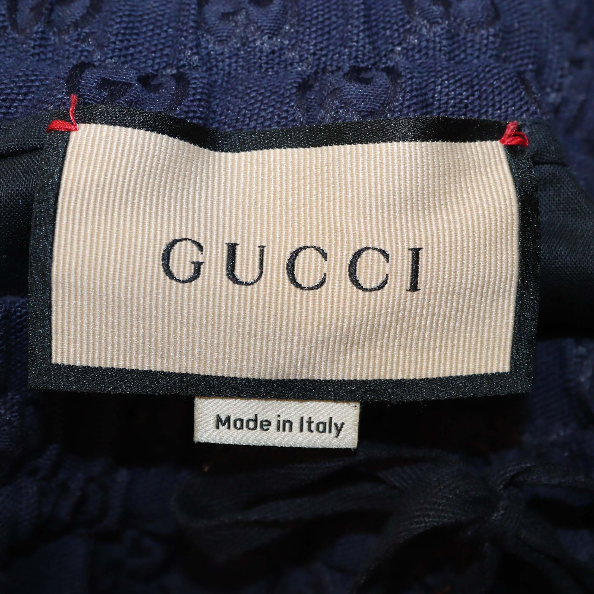 Gucci Navy Blue GG Canvas Drawstring Trouser