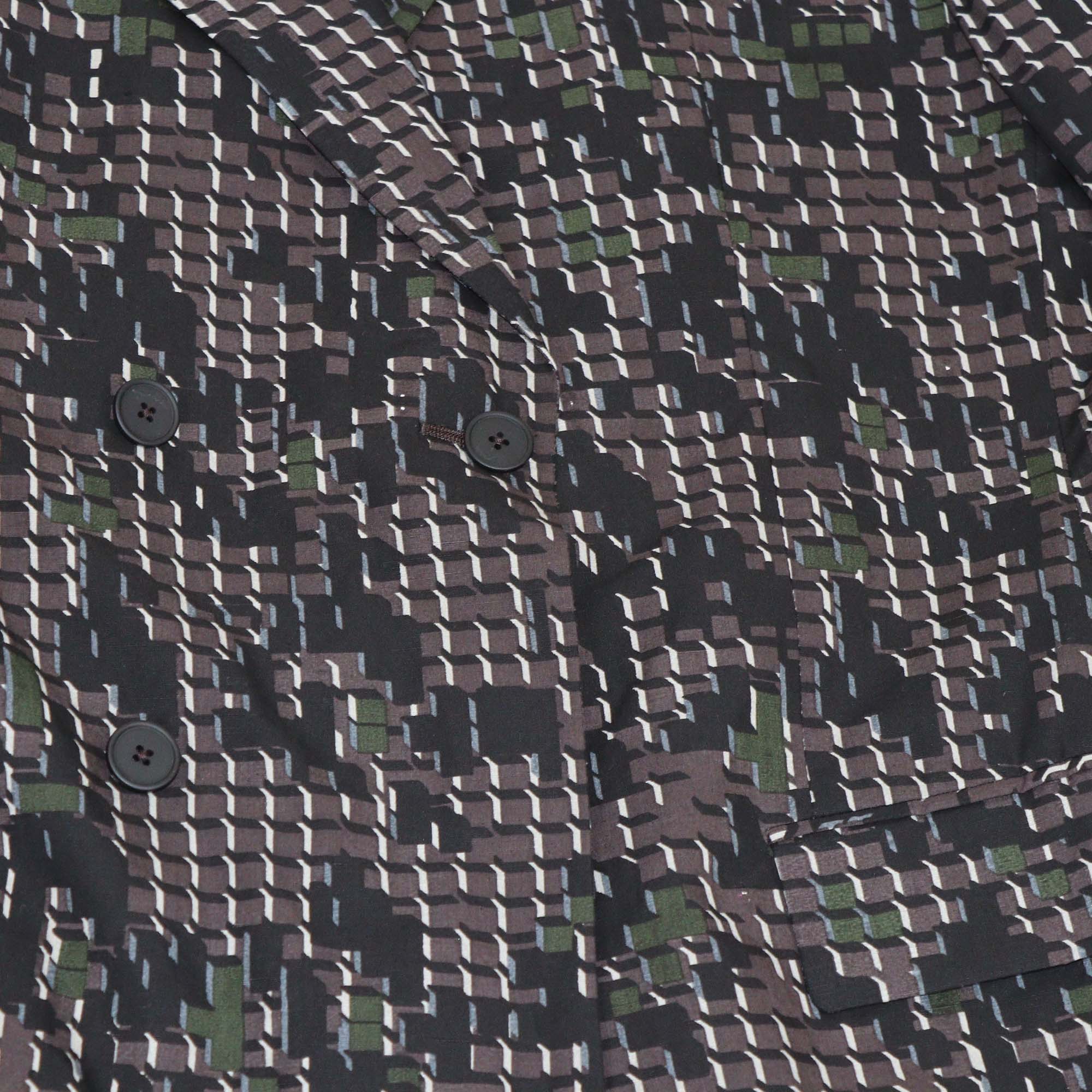 Bottega Veneta Multicolor Cubic Camouflage Double Breasted Jacket & Pants Set