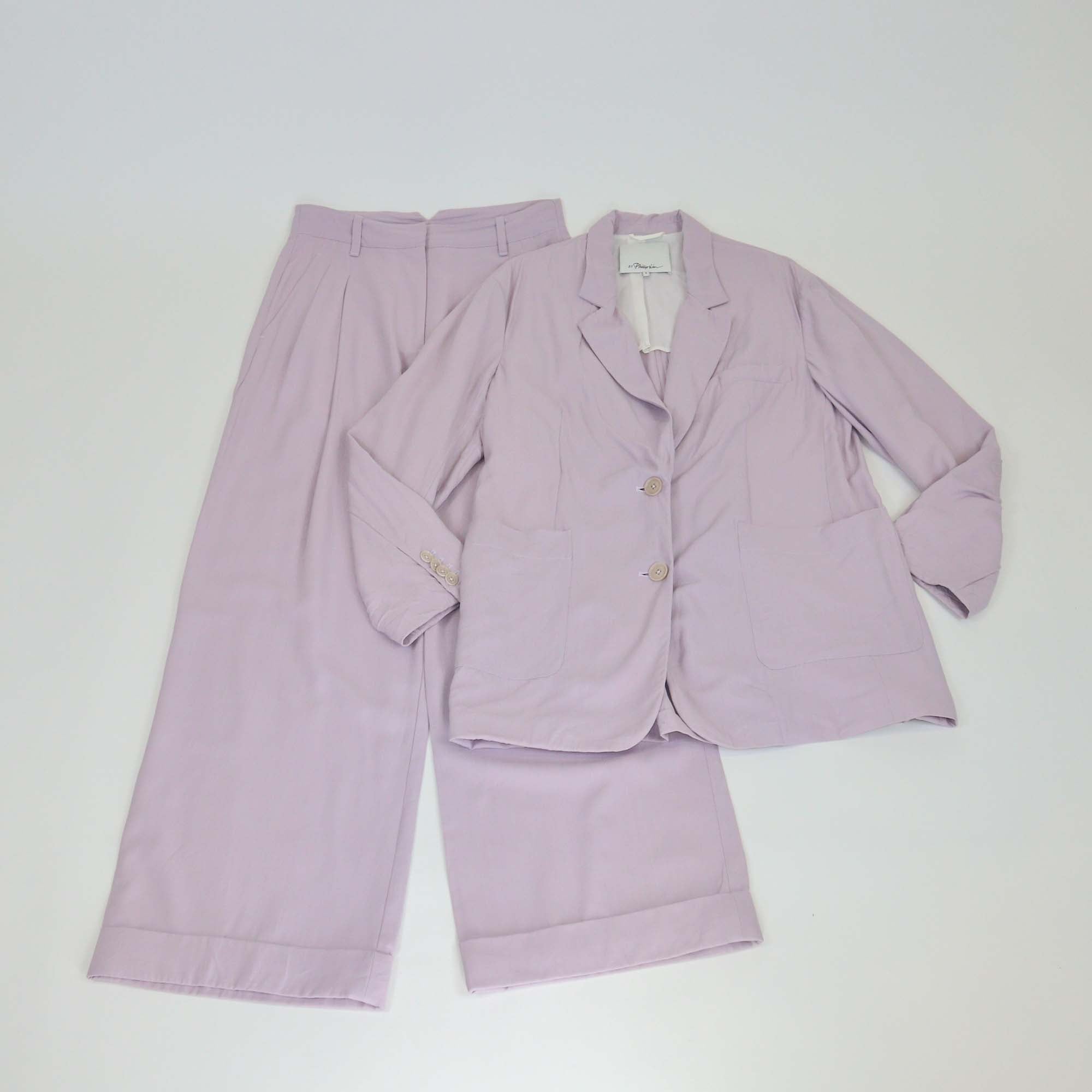 3.1 Phillip Lim Lilac Purple Blend Fabric Single Breasted Blazer & Straight Leg Pants Set