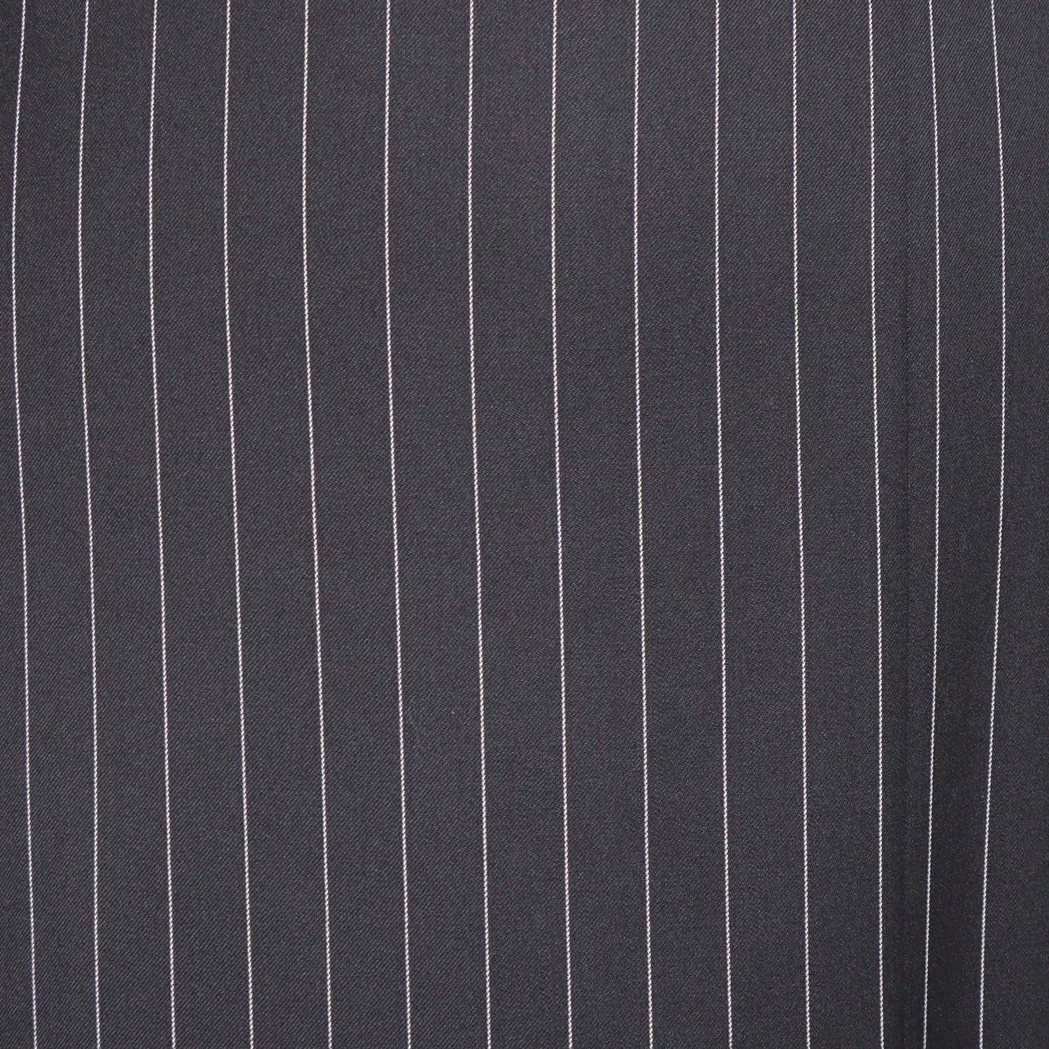 Max Mara Black/White Striped Wool Midi Skirt