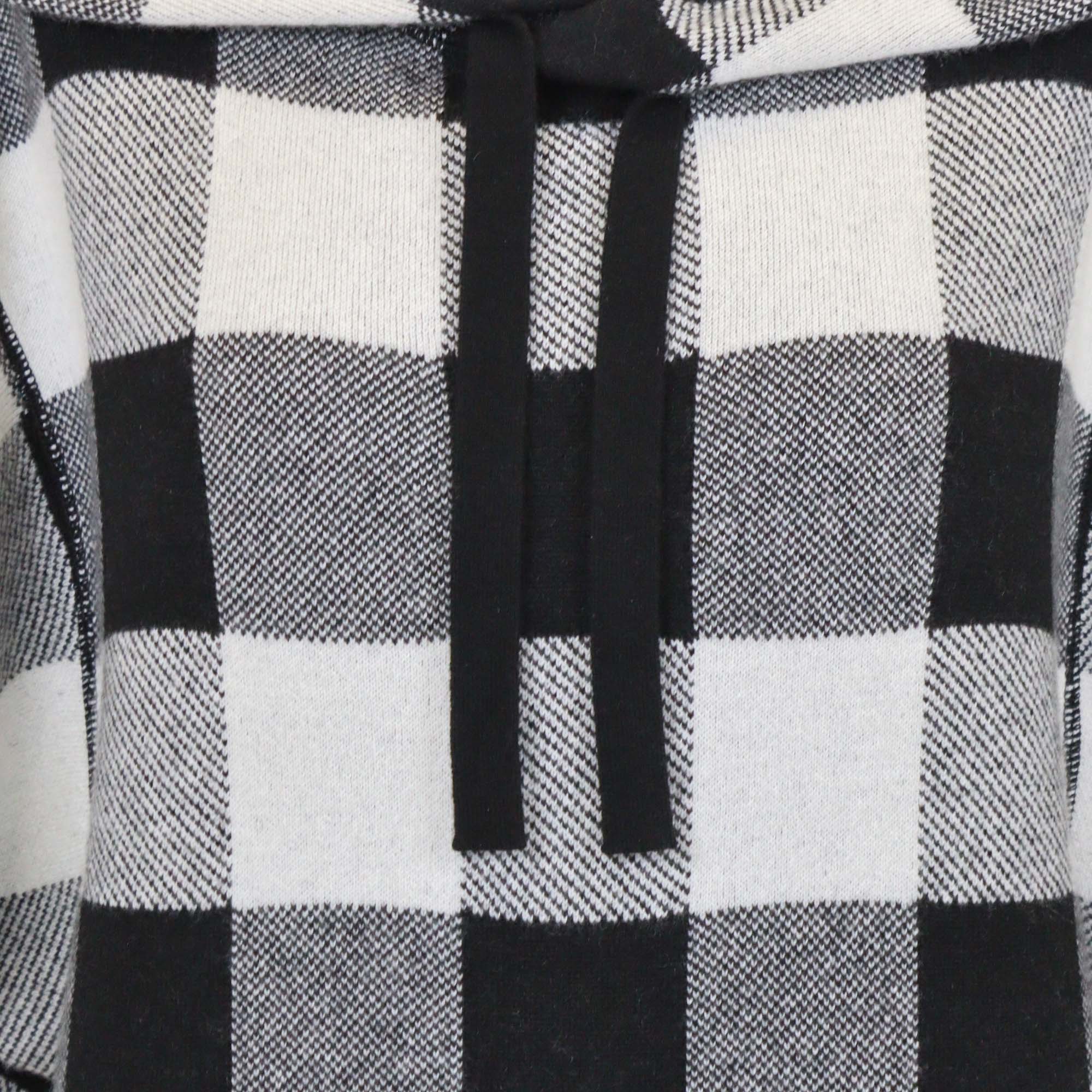 Christian Dior White/Black Cashmere Blended J'Adior Checkered Sleeveless Hoodie
