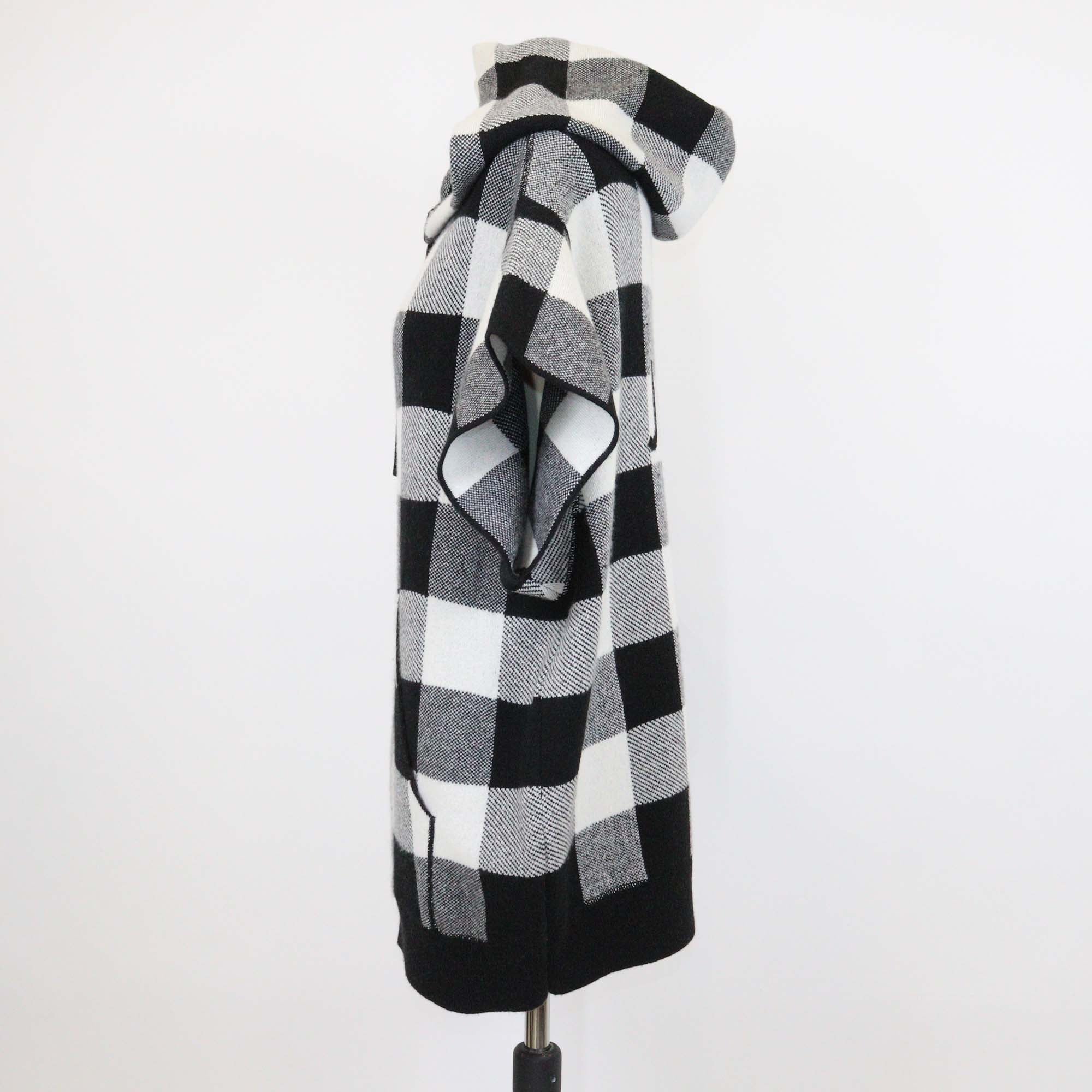 Christian Dior White/Black Cashmere Blended J'Adior Checkered Sleeveless Hoodie