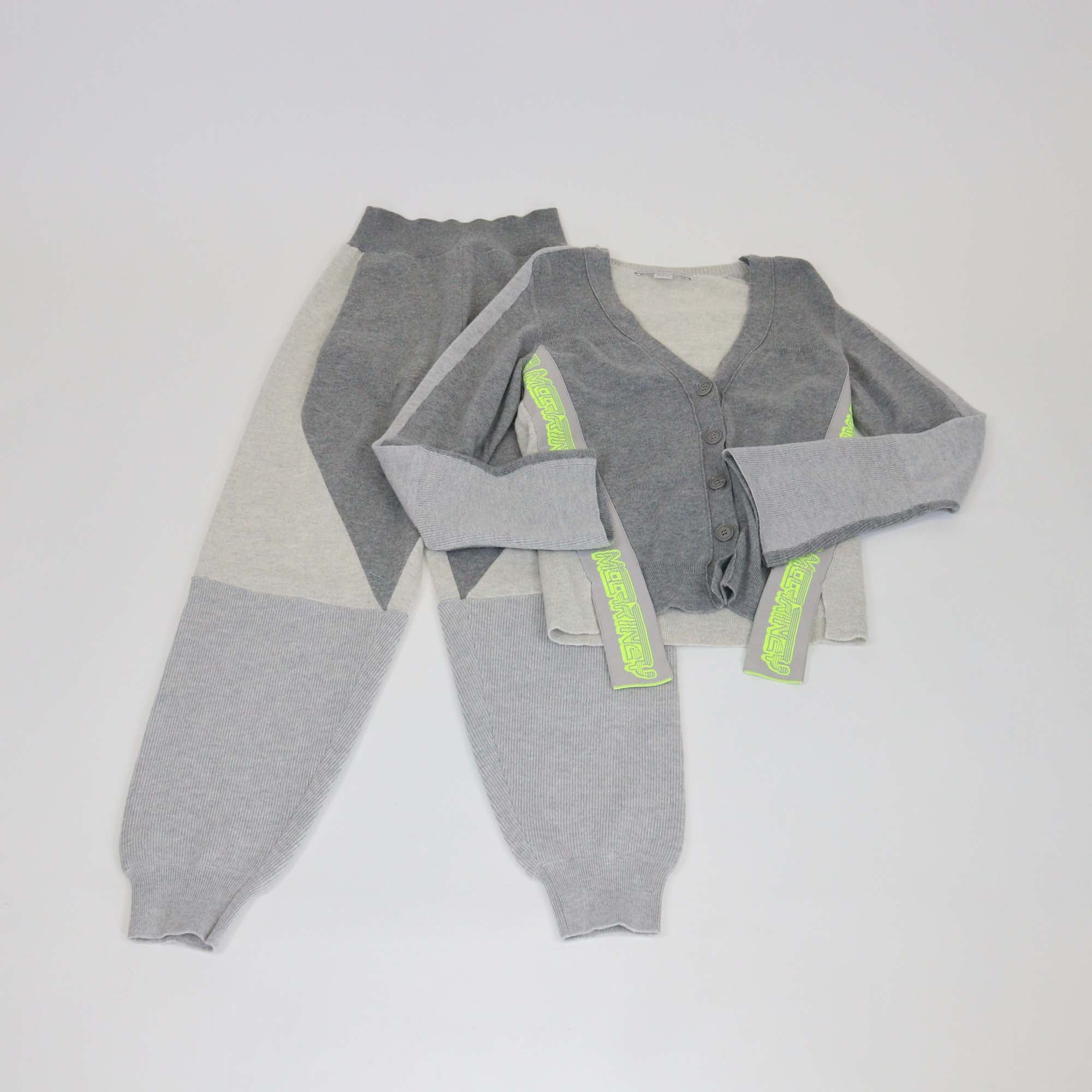 Stella McCartney Grey Logo Tape Cardigan & Jogger Pants Set