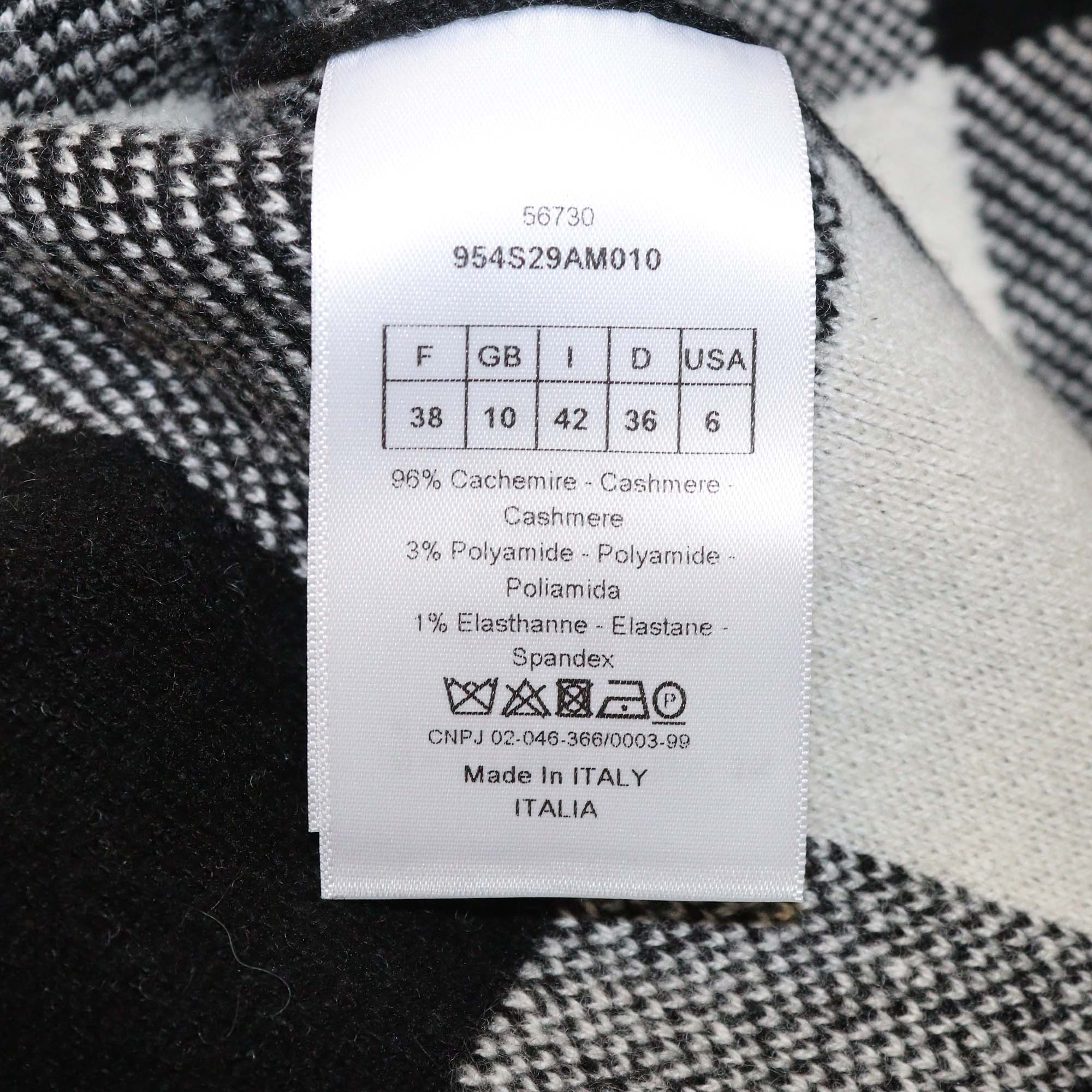 Christian Dior White/Black Cashmere Blended J'Adior Checkered Sleeveless Hoodie