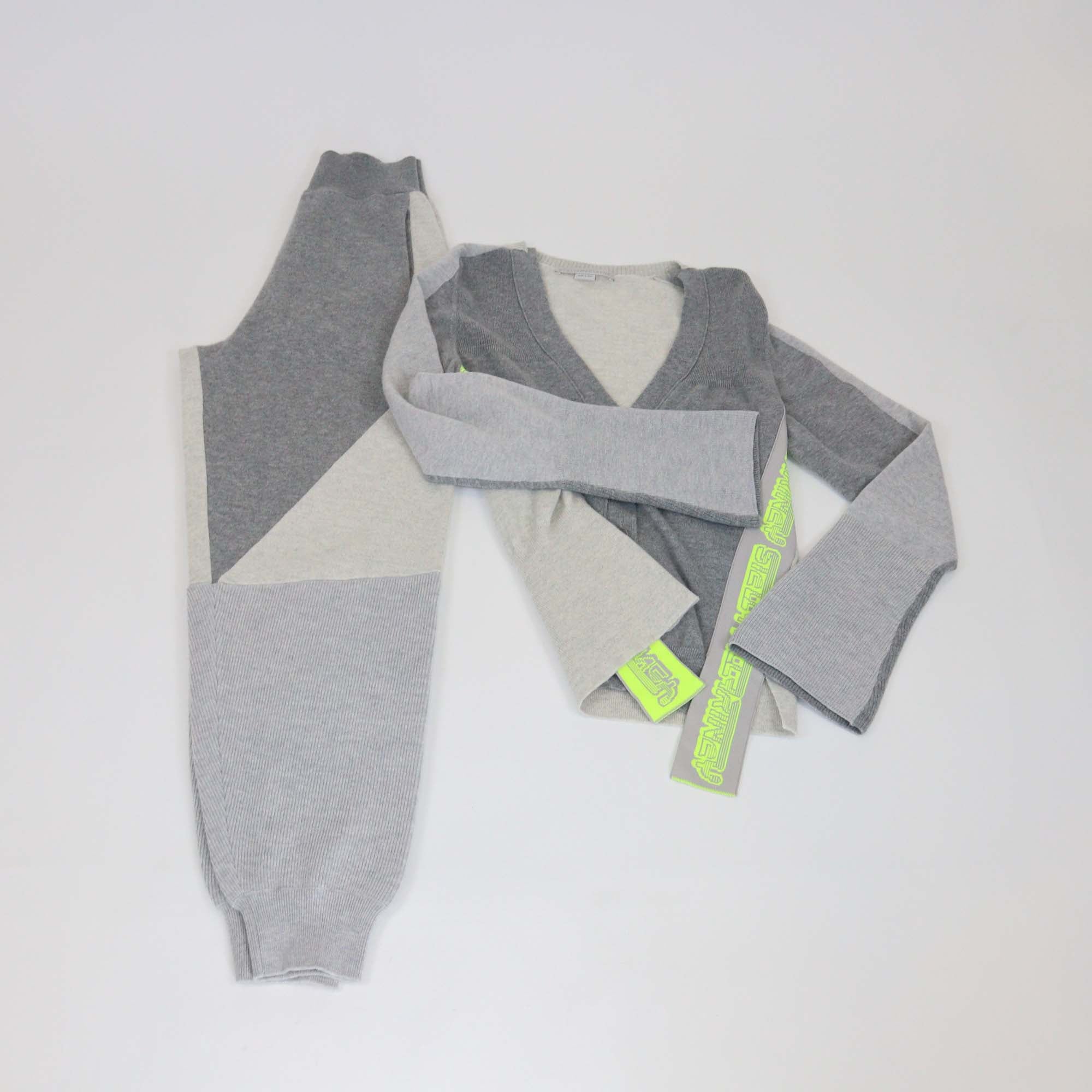 Stella McCartney Grey Logo Tape Cardigan & Jogger Pants Set