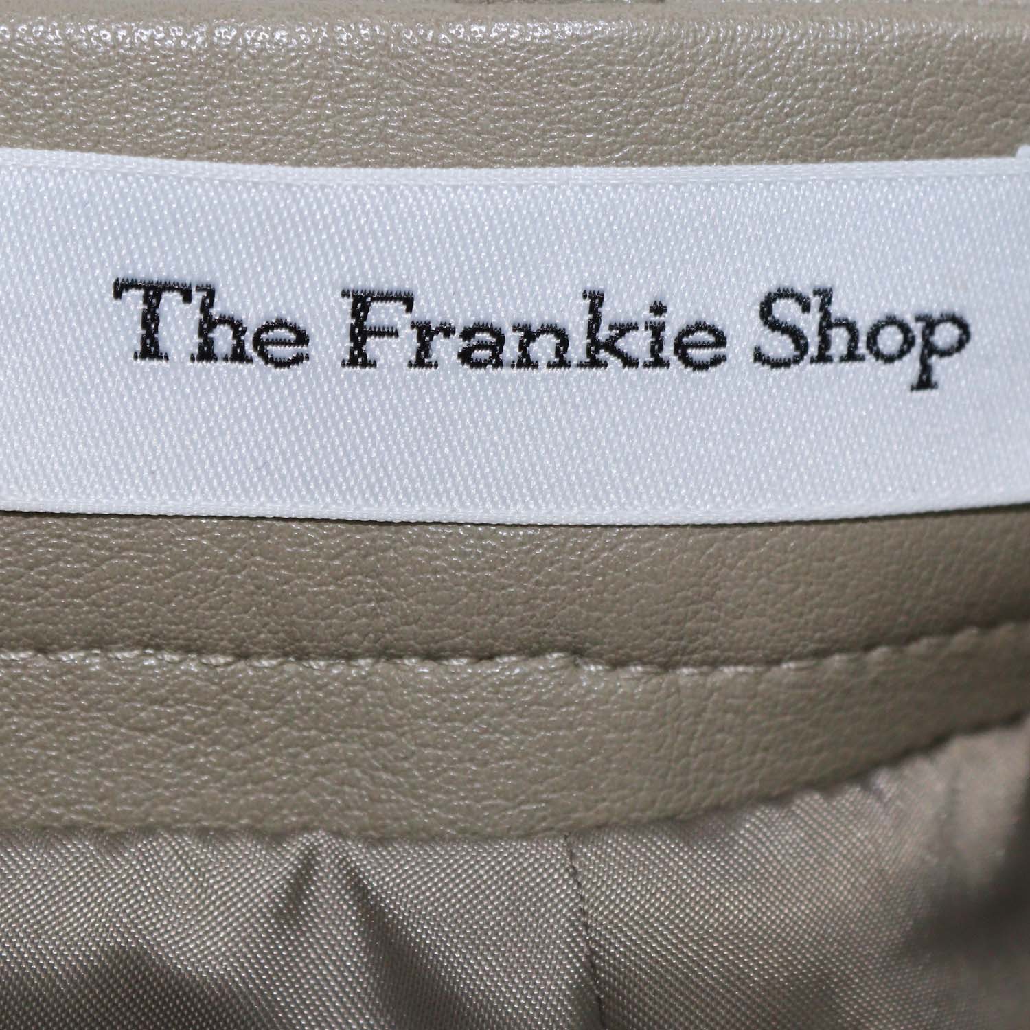 The Frankie Shop Light Green Faux Leather Maybelle Slit Midi Skirt