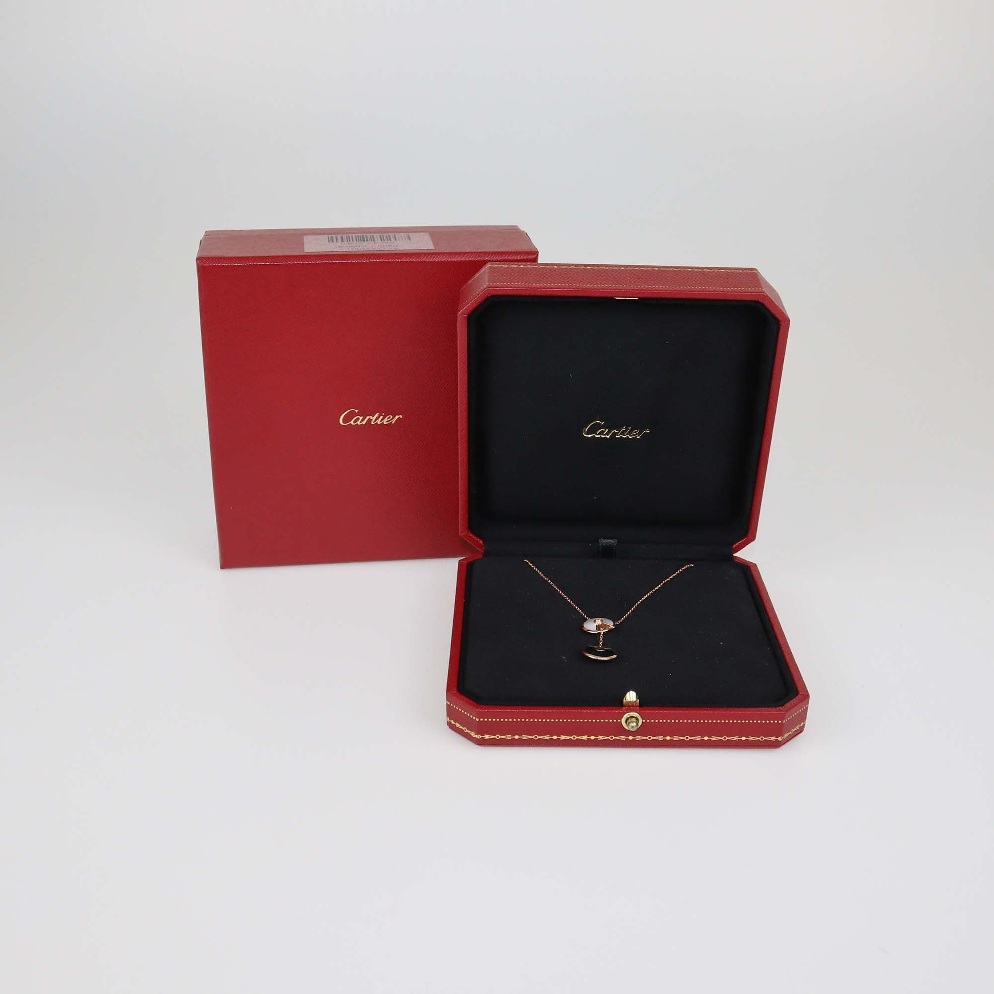 Cartier Amulette De Cartier Onyx Mother of Pearl Diamonds 18k Rose Gold XS Necklace