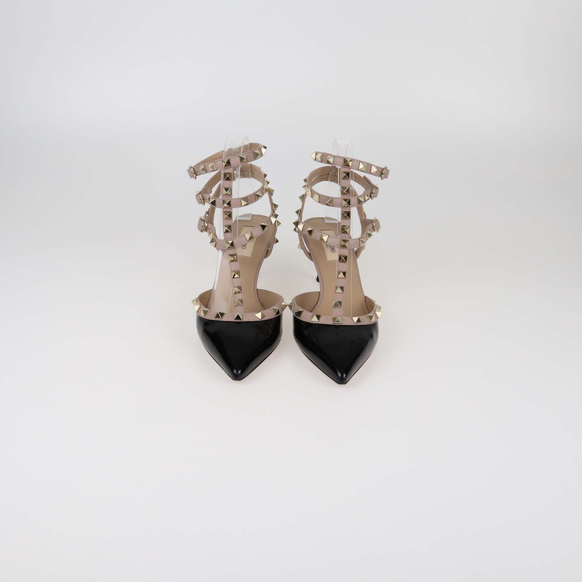 Valentino Black/Mauve Patent Rockstud Caged Pumps Womens Valentino