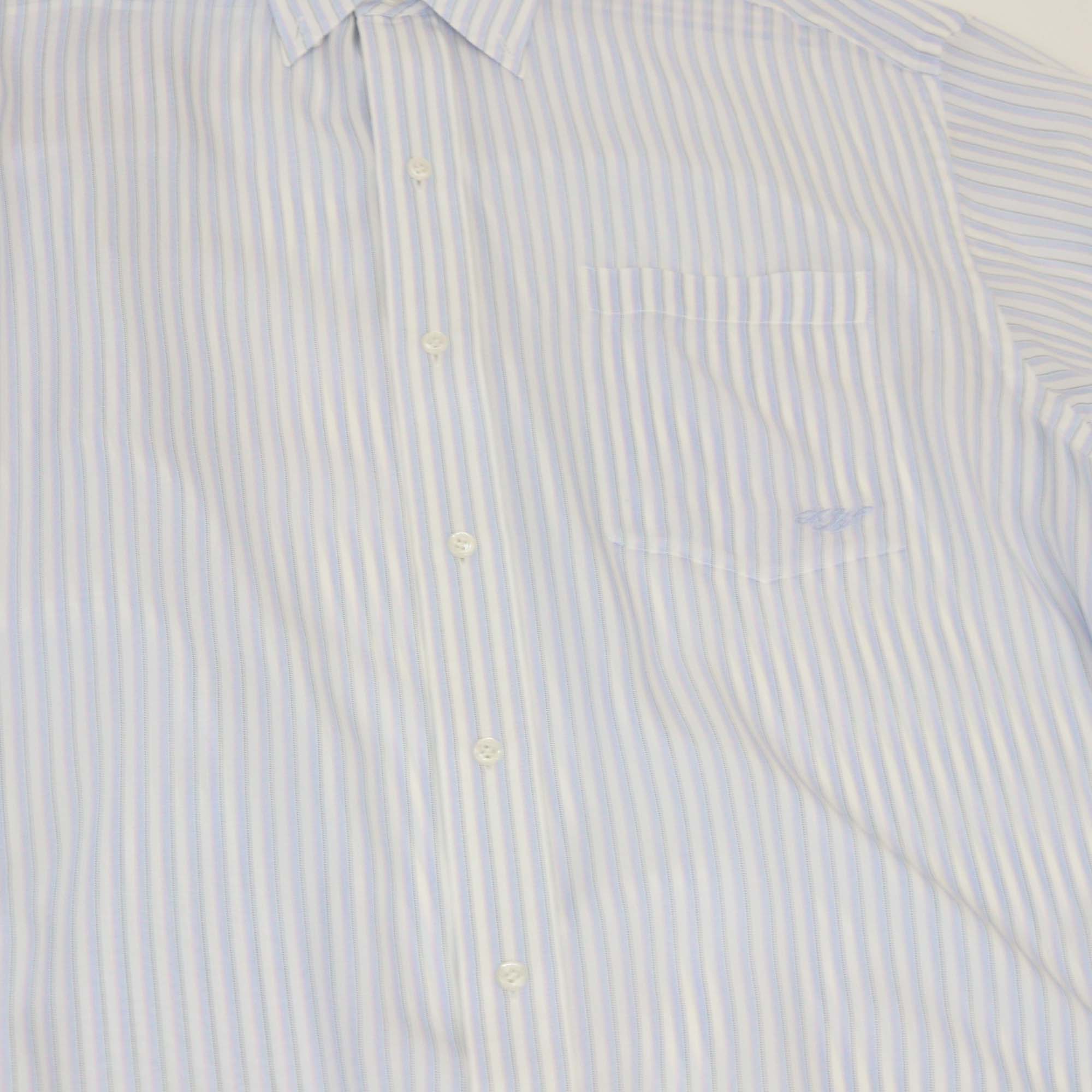 Alexander Wang White/Purple Silk Stripe Oversized Boyfriend Shirt & Straight Leg Front Tie Trouser Set