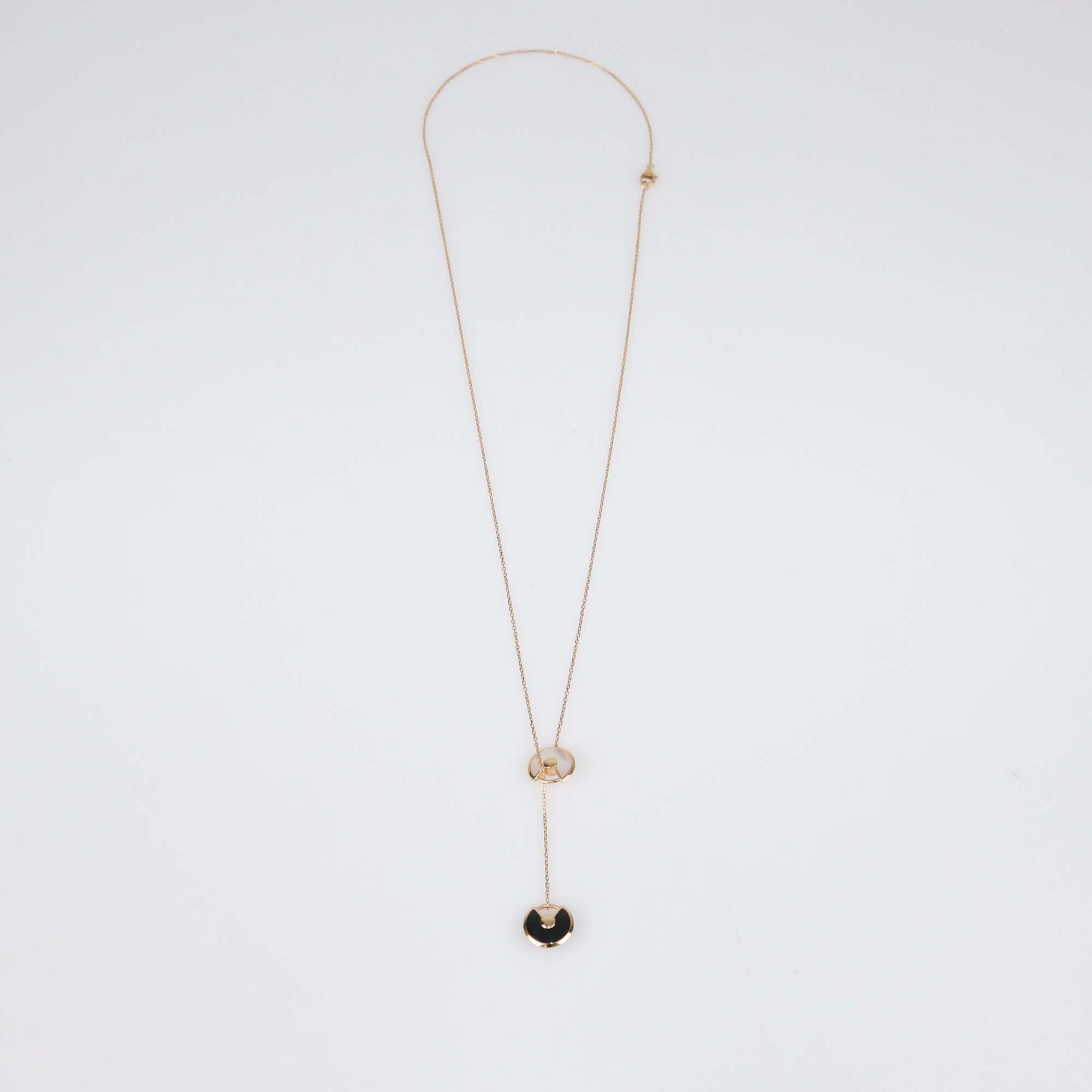 Cartier Amulette De Cartier Onyx Mother of Pearl Diamonds 18k Rose Gold XS Necklace