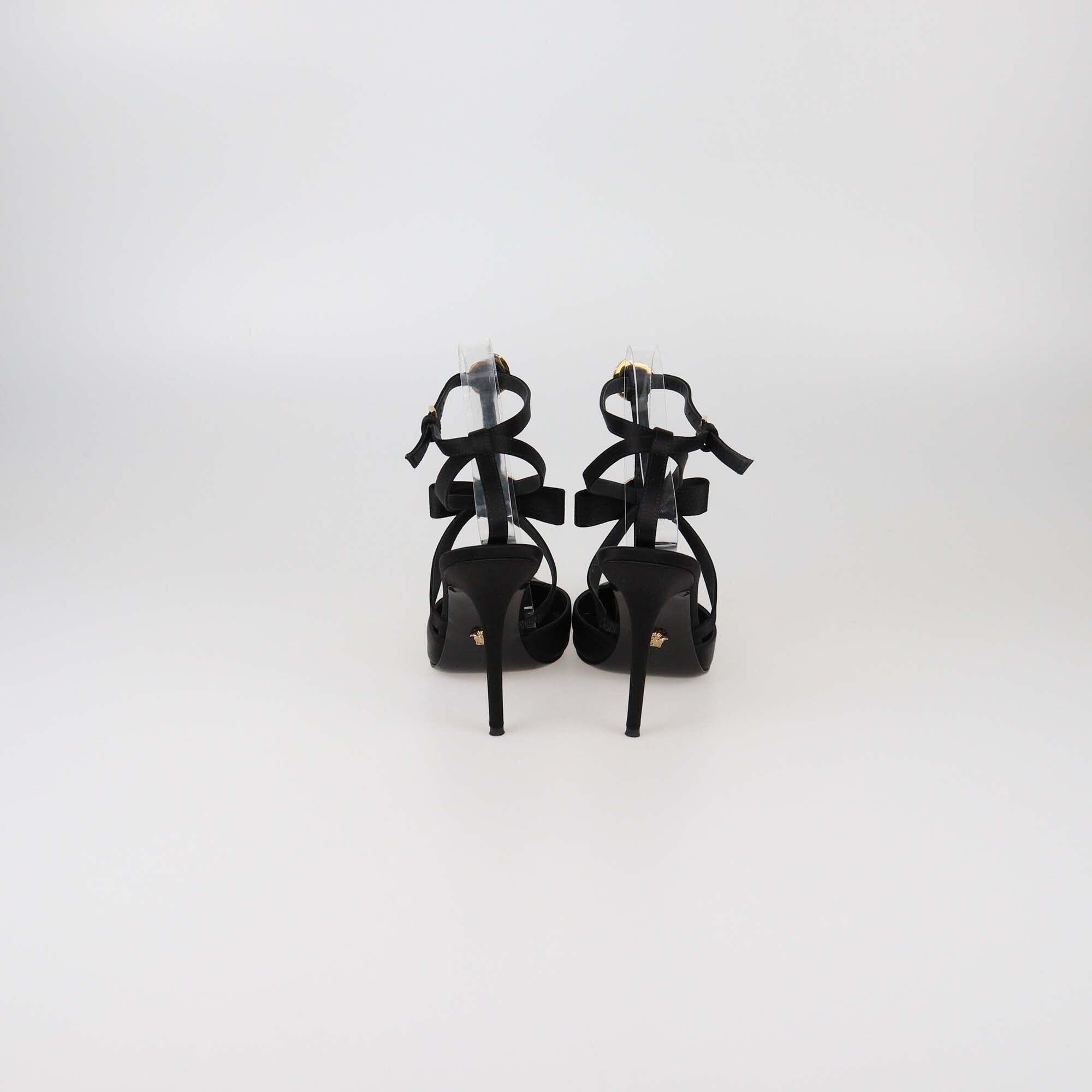 Versace Black Ribbon Cage Slingback Pointed Pumps Womens Versace