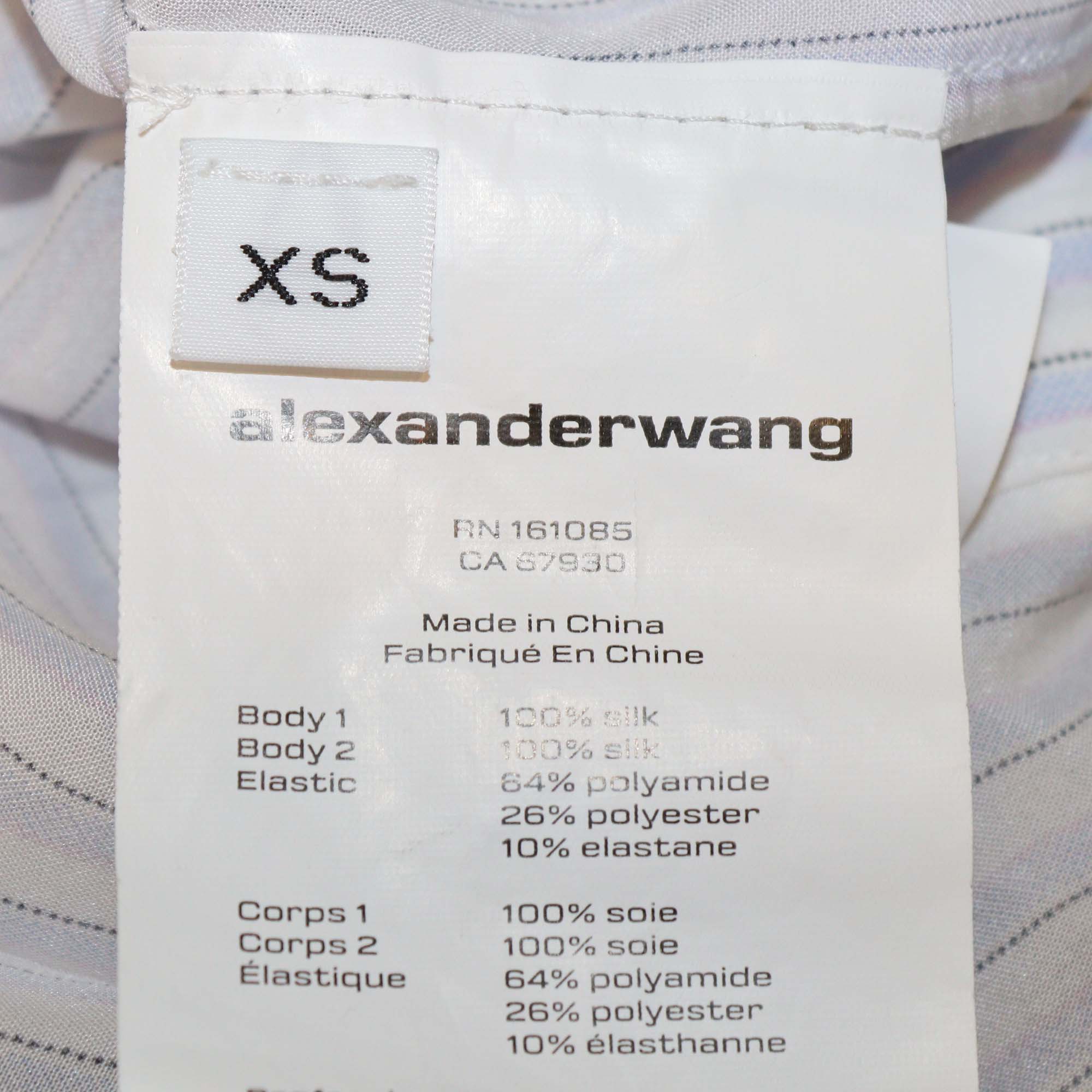 Alexander Wang White/Purple Silk Stripe Oversized Boyfriend Shirt & Straight Leg Front Tie Trouser Set