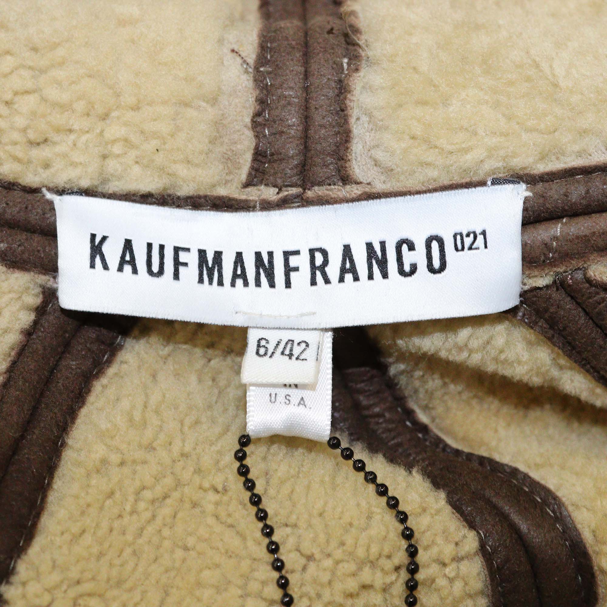 Kaufmanfranco Dark Brown Leather Shearling Zip Sleeves Belted Jacket