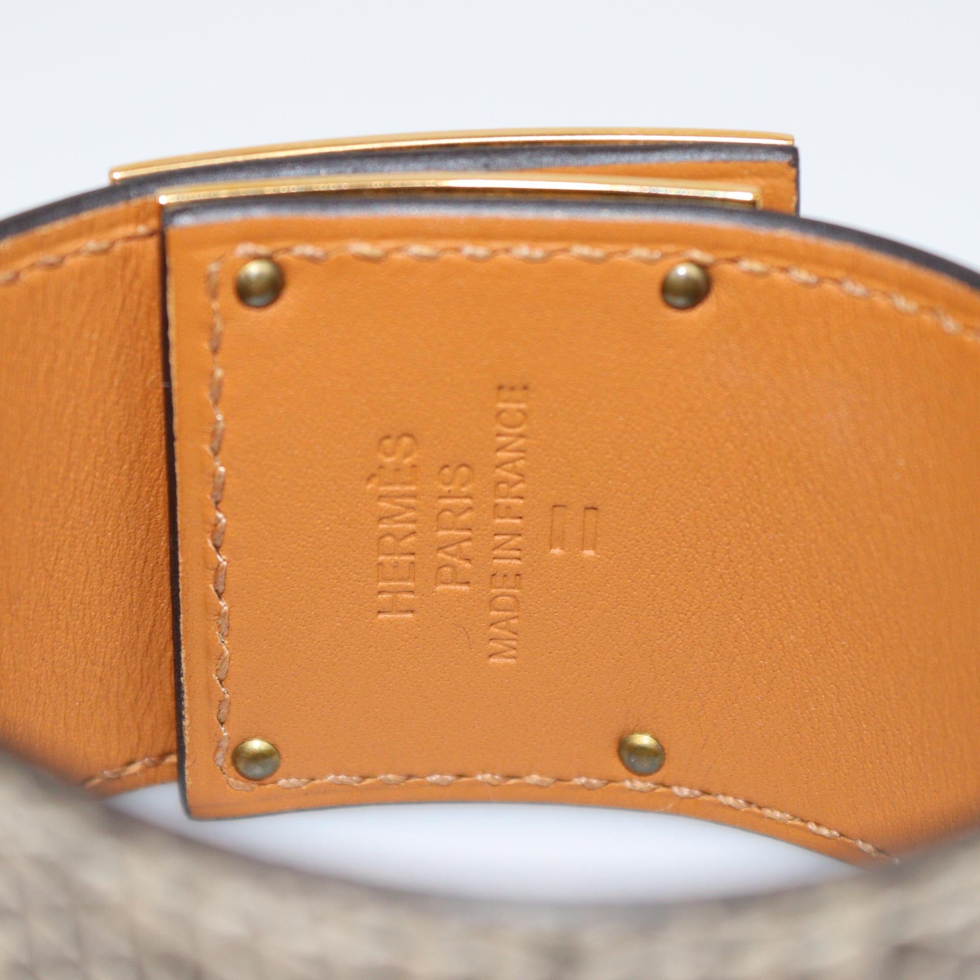 Hermes Beige/Cream Kelly Dog Bracelet T3 Womens Hermes