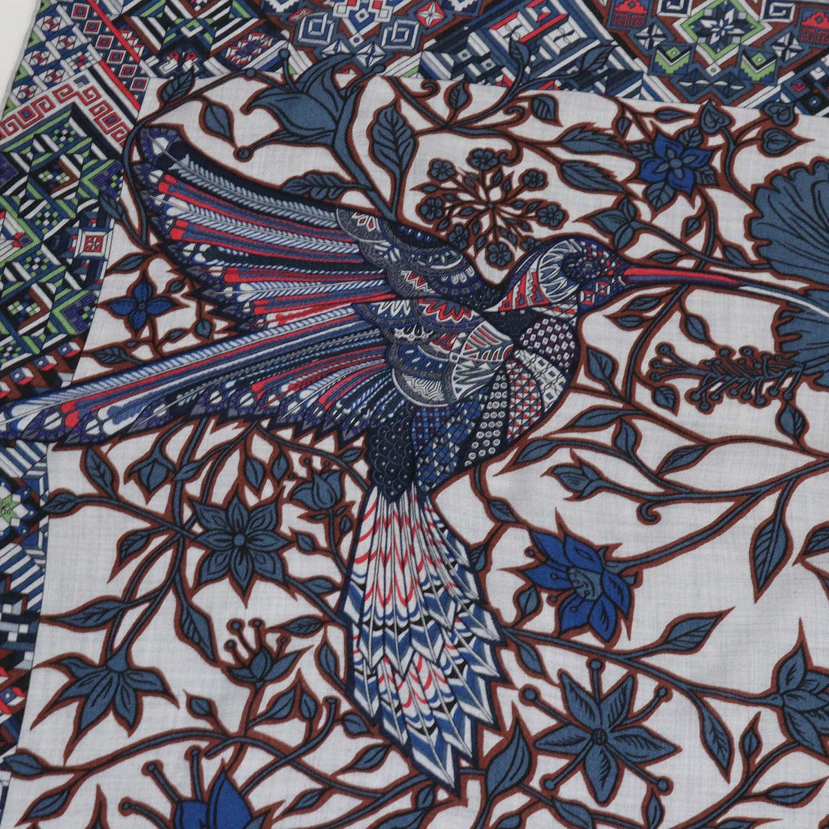Hermes Multicolor Cashmere Silk Le Jaguar Et Le Colibri Shawl