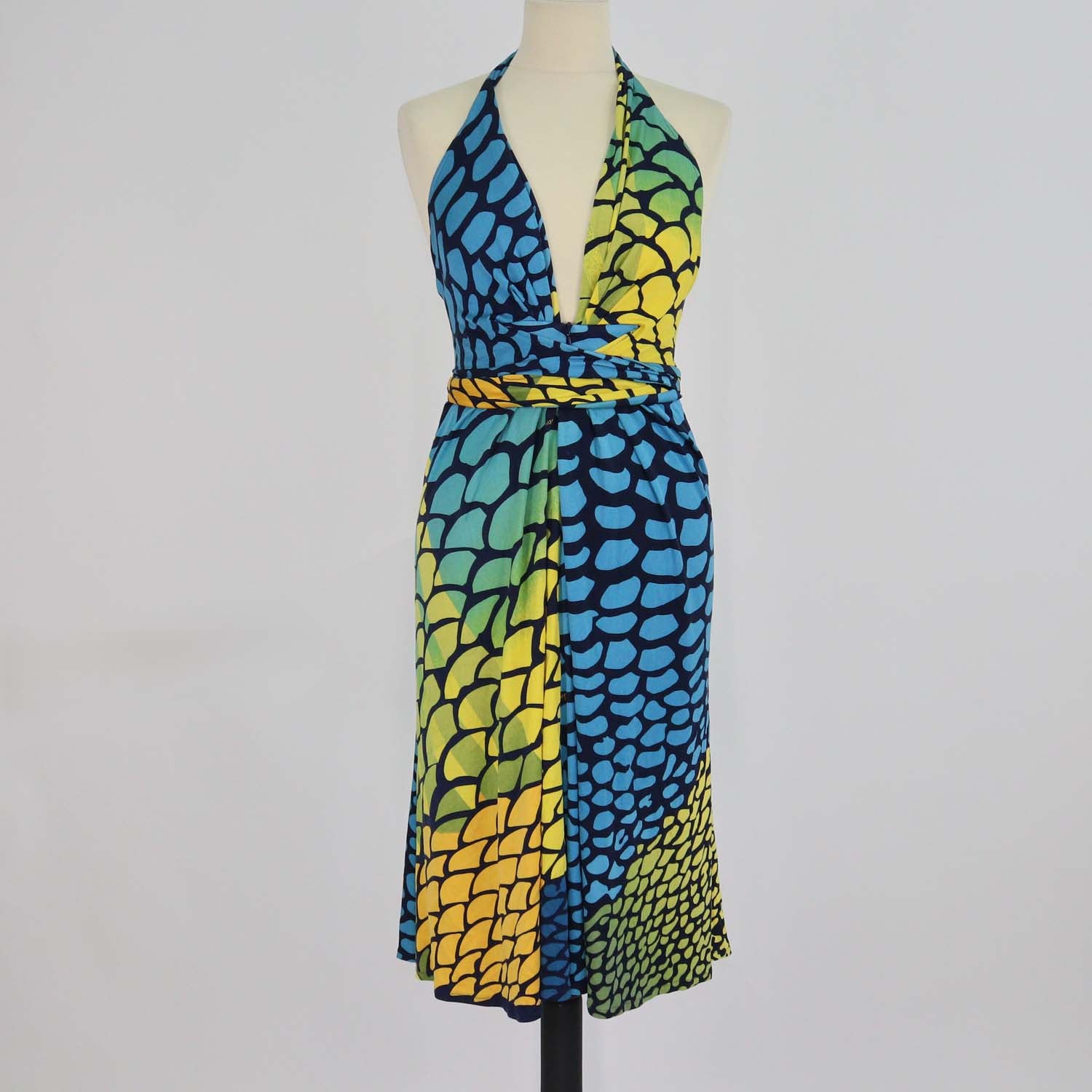 Issa Multicolor Silk Printed Halterneck Dress