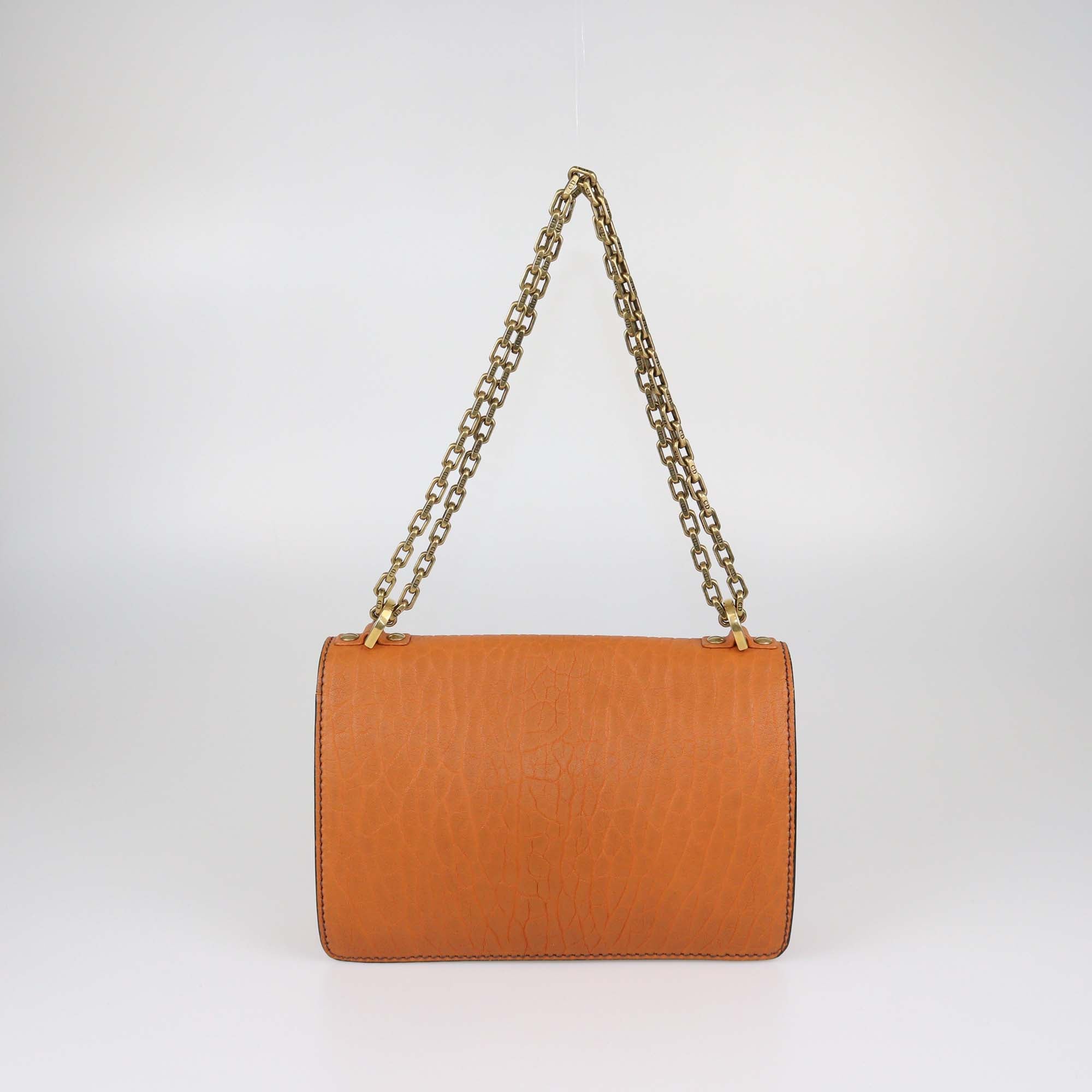 Christian Dior Brick Orange Leather Medium J'Adior Flap Bag