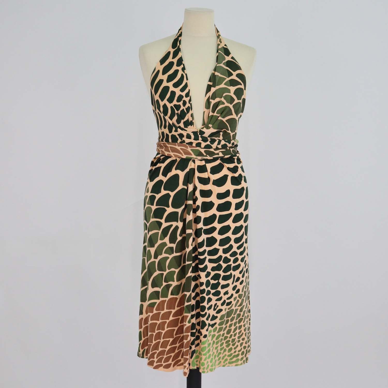 Issa Multicolor Silk Printed Halterneck Dress