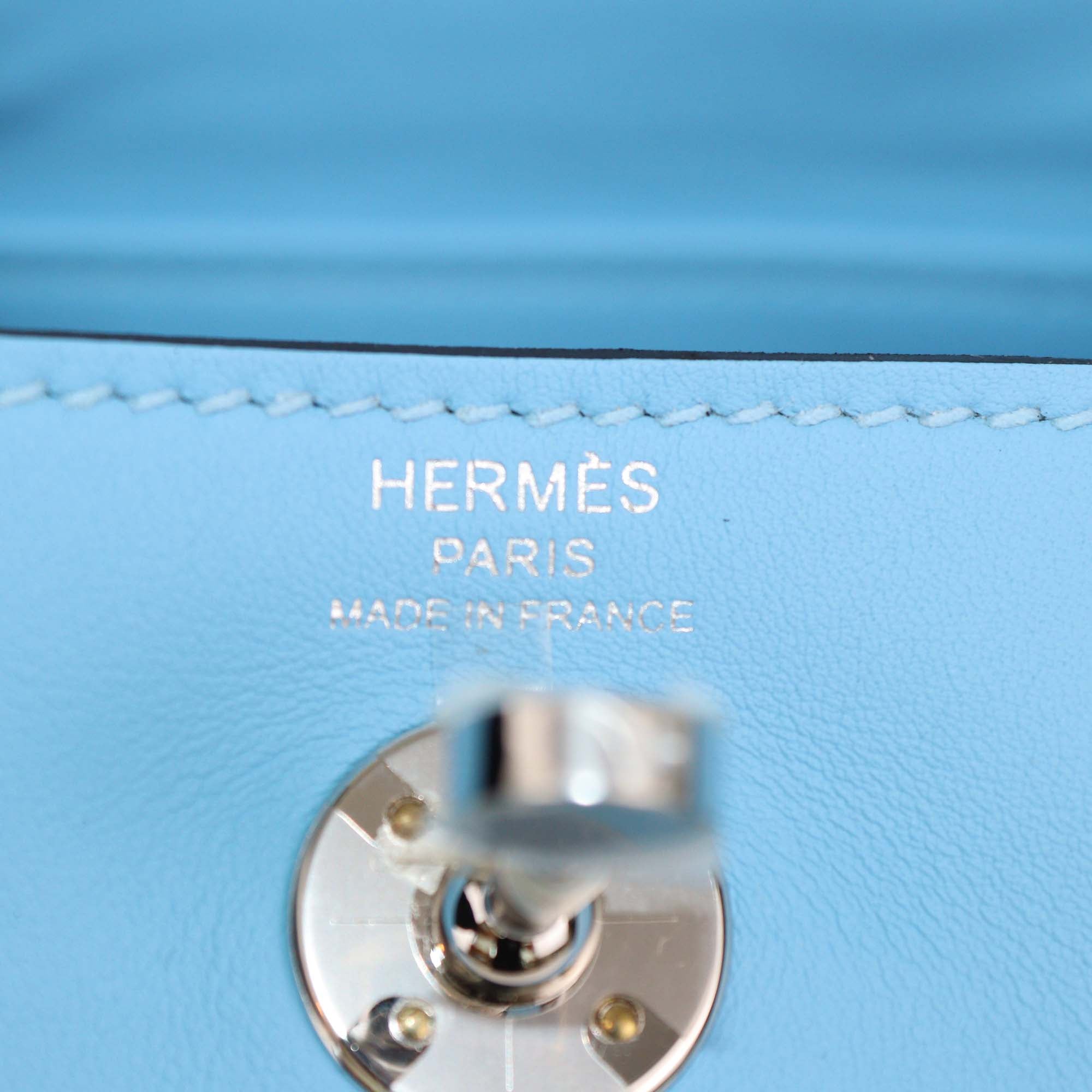 Hermes Bleu Celeste Swift Leather Mini Lindy II PHW Shoulder Bag