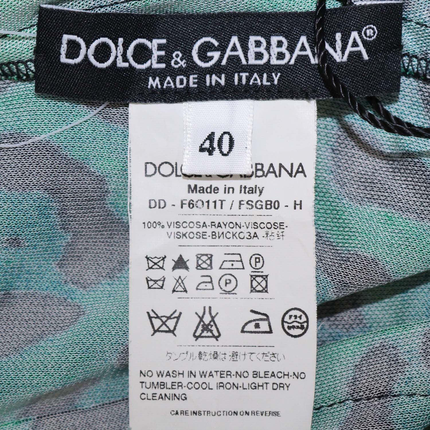 Dolce & Gabbana Green/Black Viscose Leopard Print Ruffled Mini Dress