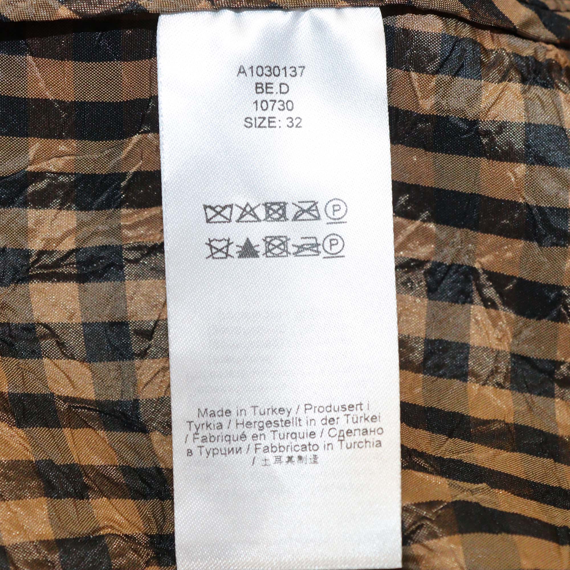 Ganni Brown Polyester Crinkled Check Long Dress