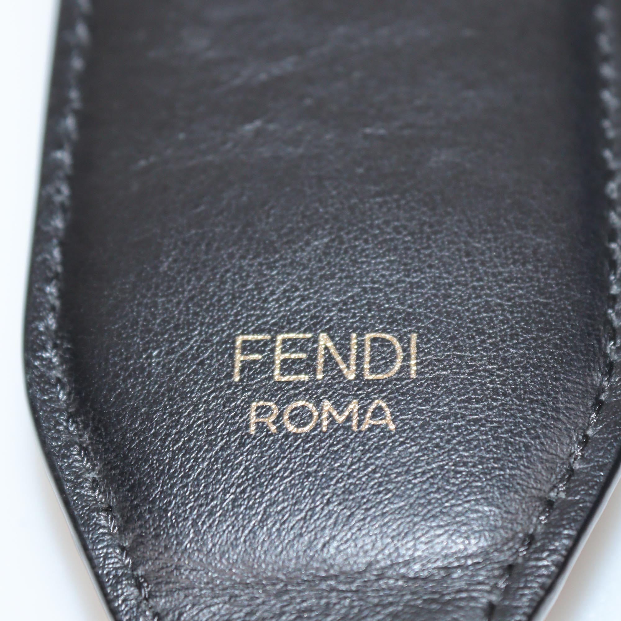Fendi Black FF Studded Shoulder Bag Strap Womens Fendi