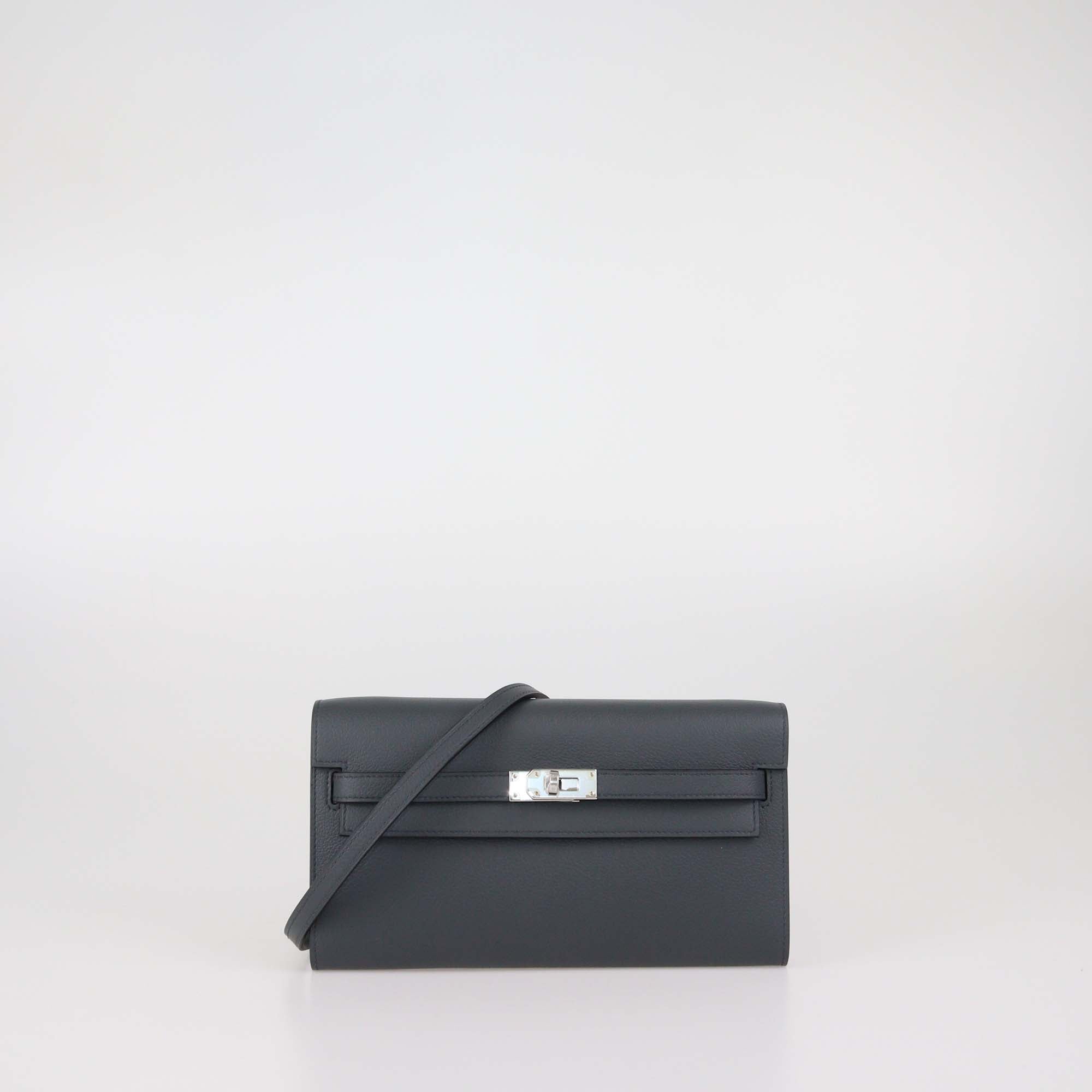 Hermes Grist Misty Evercolor Leather Kelly Wallet To Go PHW