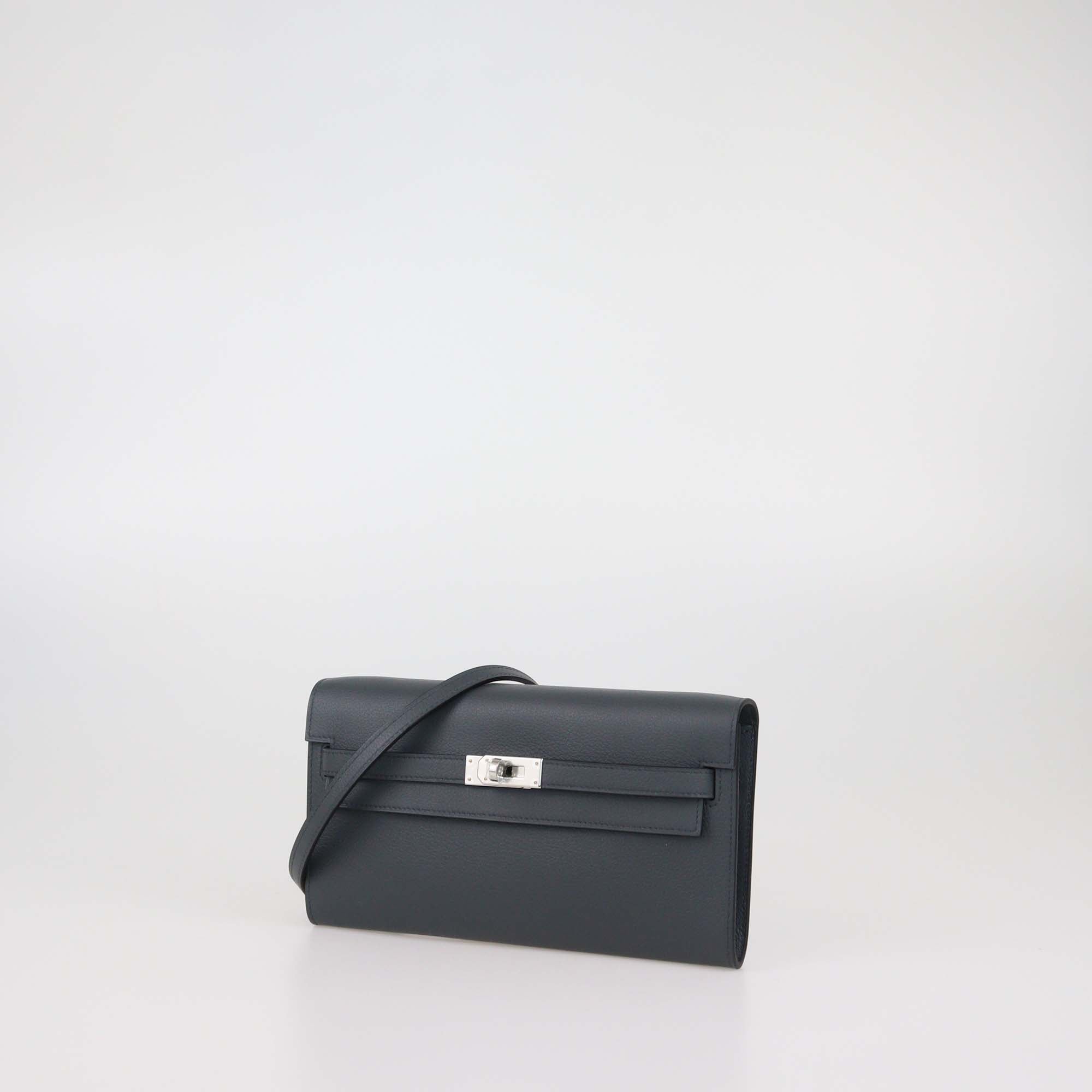 Hermes Grist Misty Evercolor Leather Kelly Wallet To Go PHW