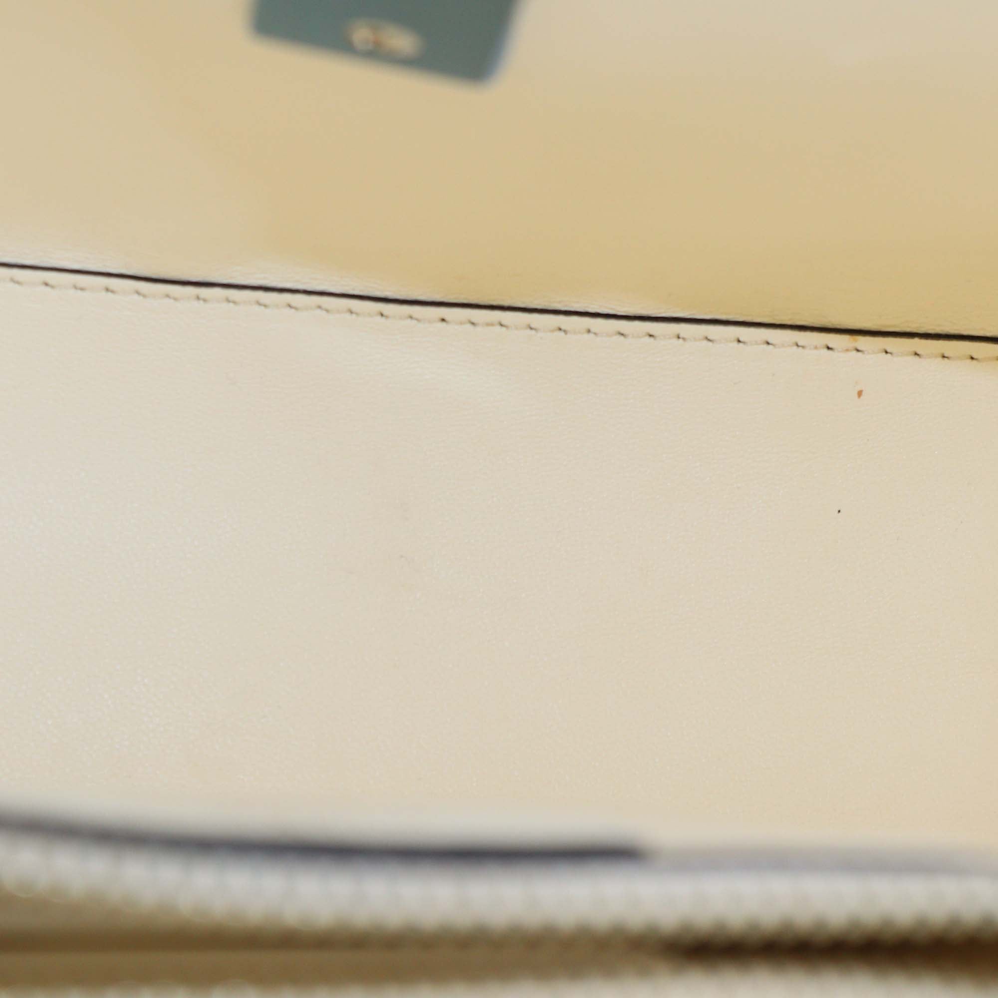 Valentino Valentino White Leather Raffia Woven V Sling Top Handle Bag