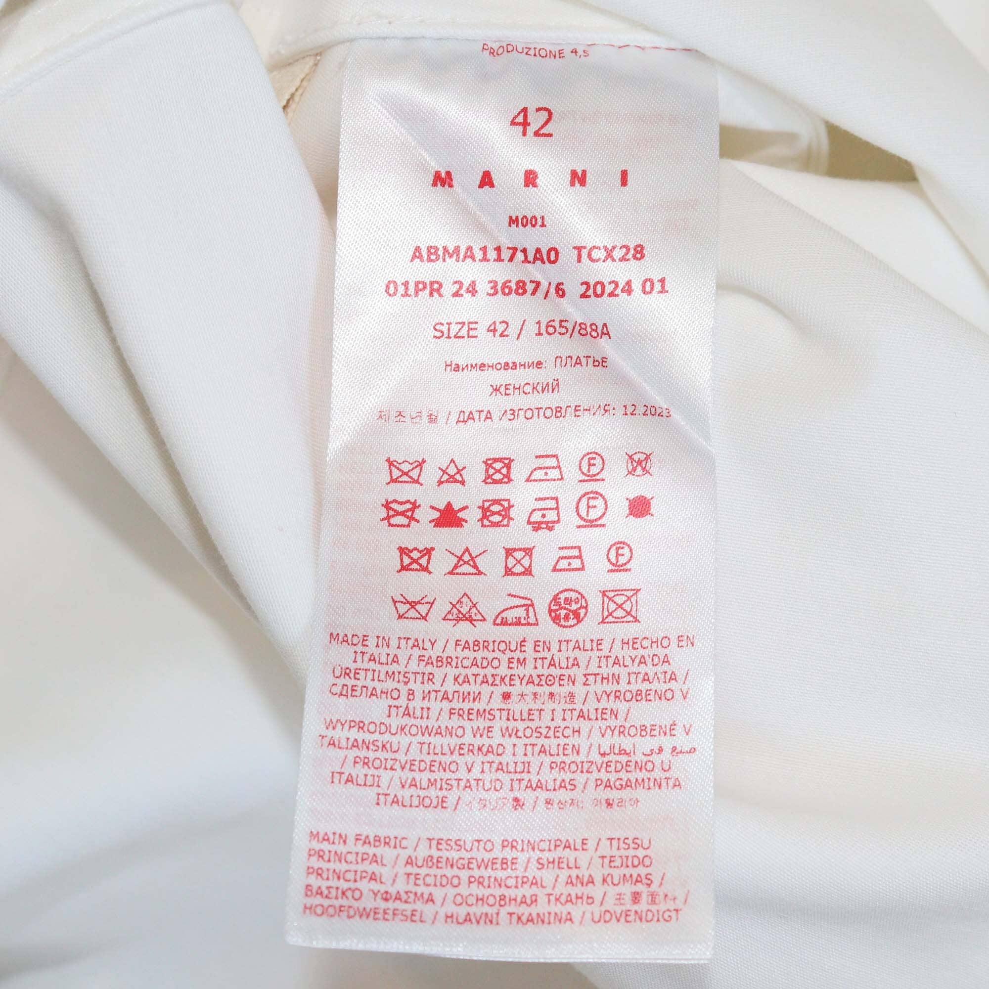 Marni White Cocoon Mini Dress Womens Marni