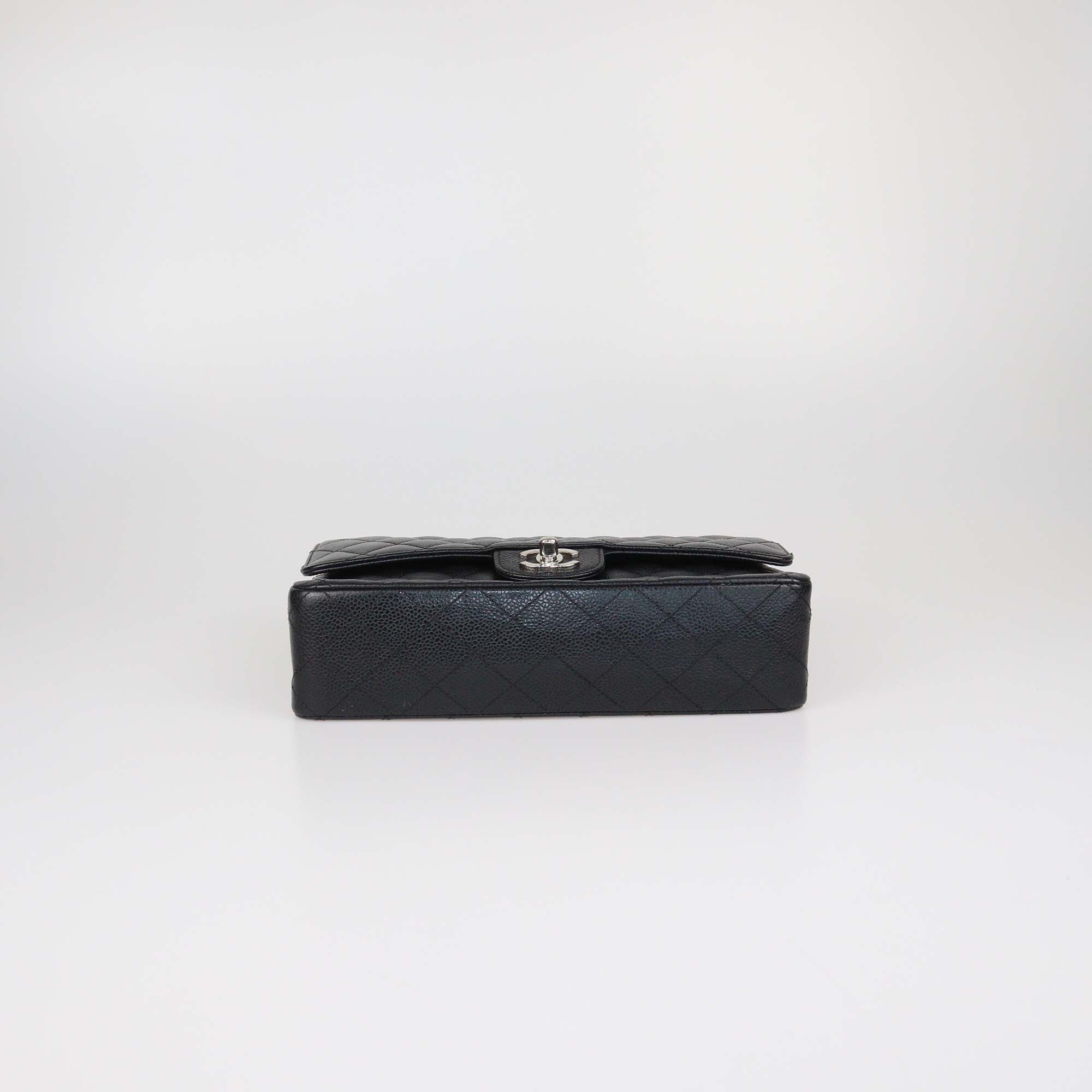 Chanel Black Quilted Caviar Leather Medium Classic Double Flap Bag