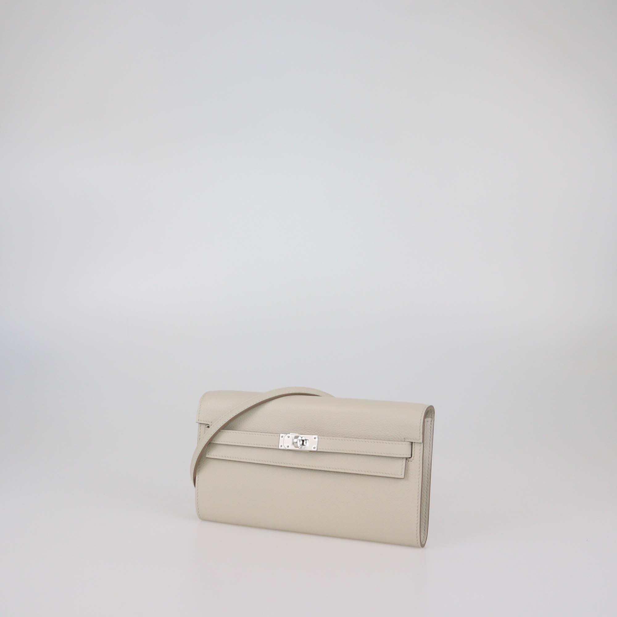 Hermes Beton Evercolor Leather Kelly Wallet To Go PHW