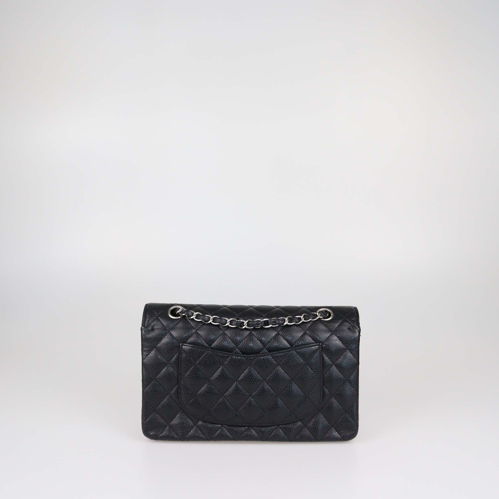 Chanel Black Quilted Caviar Leather Medium Classic Double Flap Bag