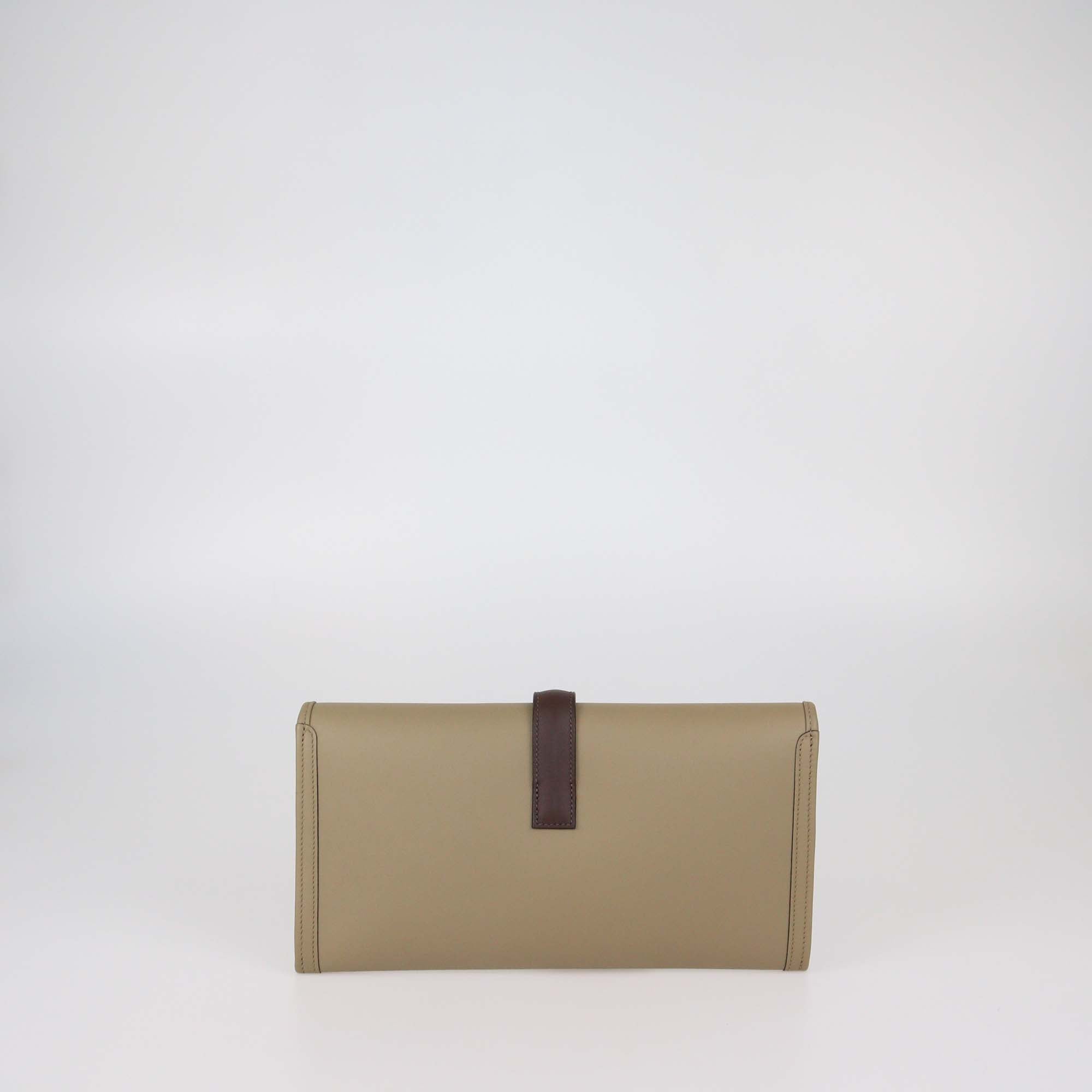Hermes Beige Marfa/Ebene Swift Leather Jige Elan 29 Clutch