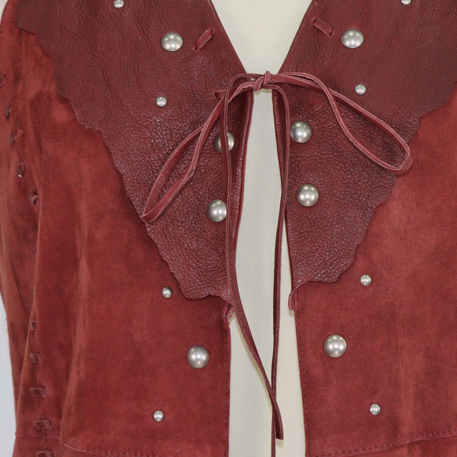 Roberto Cavalli Brown Suede and Leather Fringed Studded Long Vest
