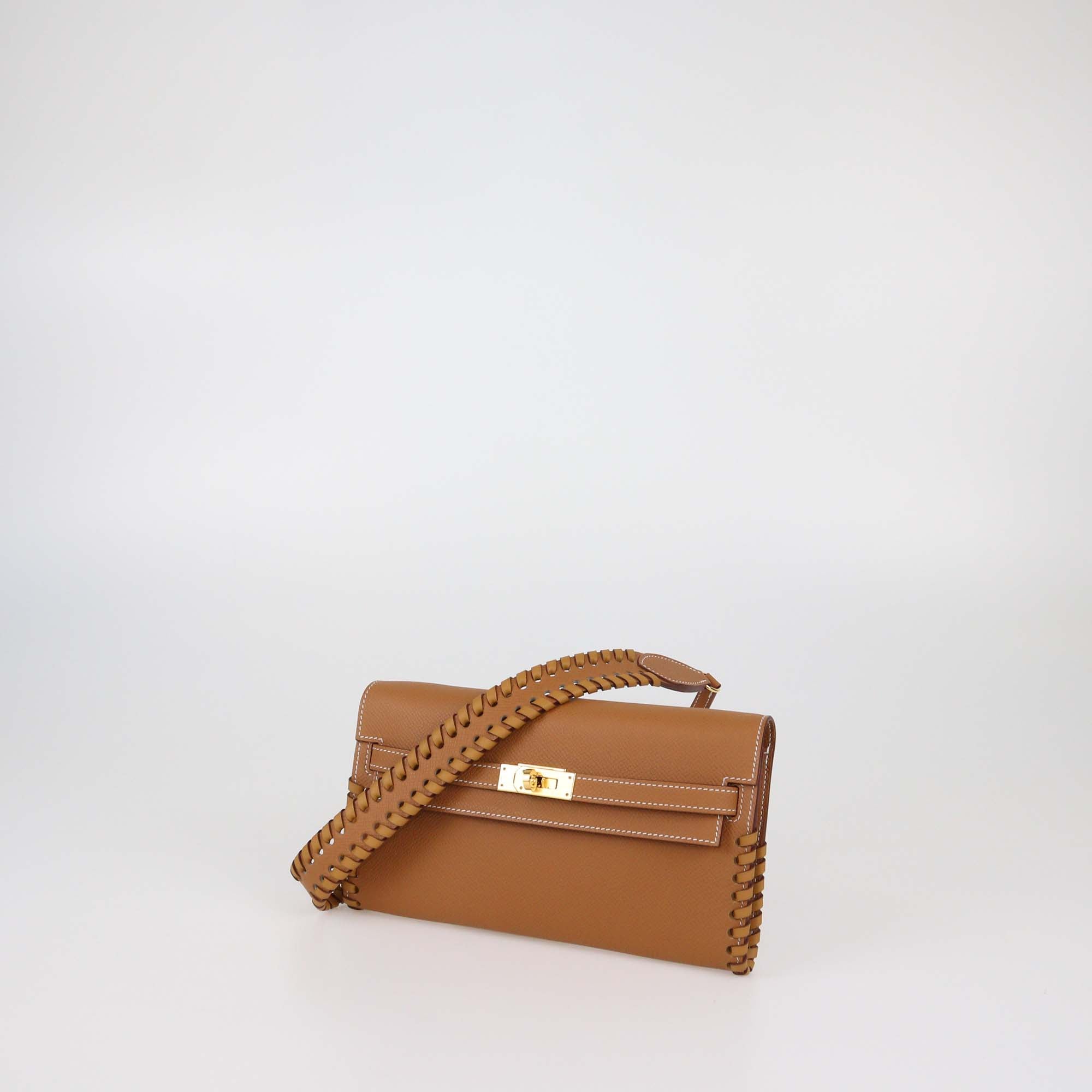 Hermes Gold Epsom/Swift Leather Kelly Wallet To Go Tressage GHW