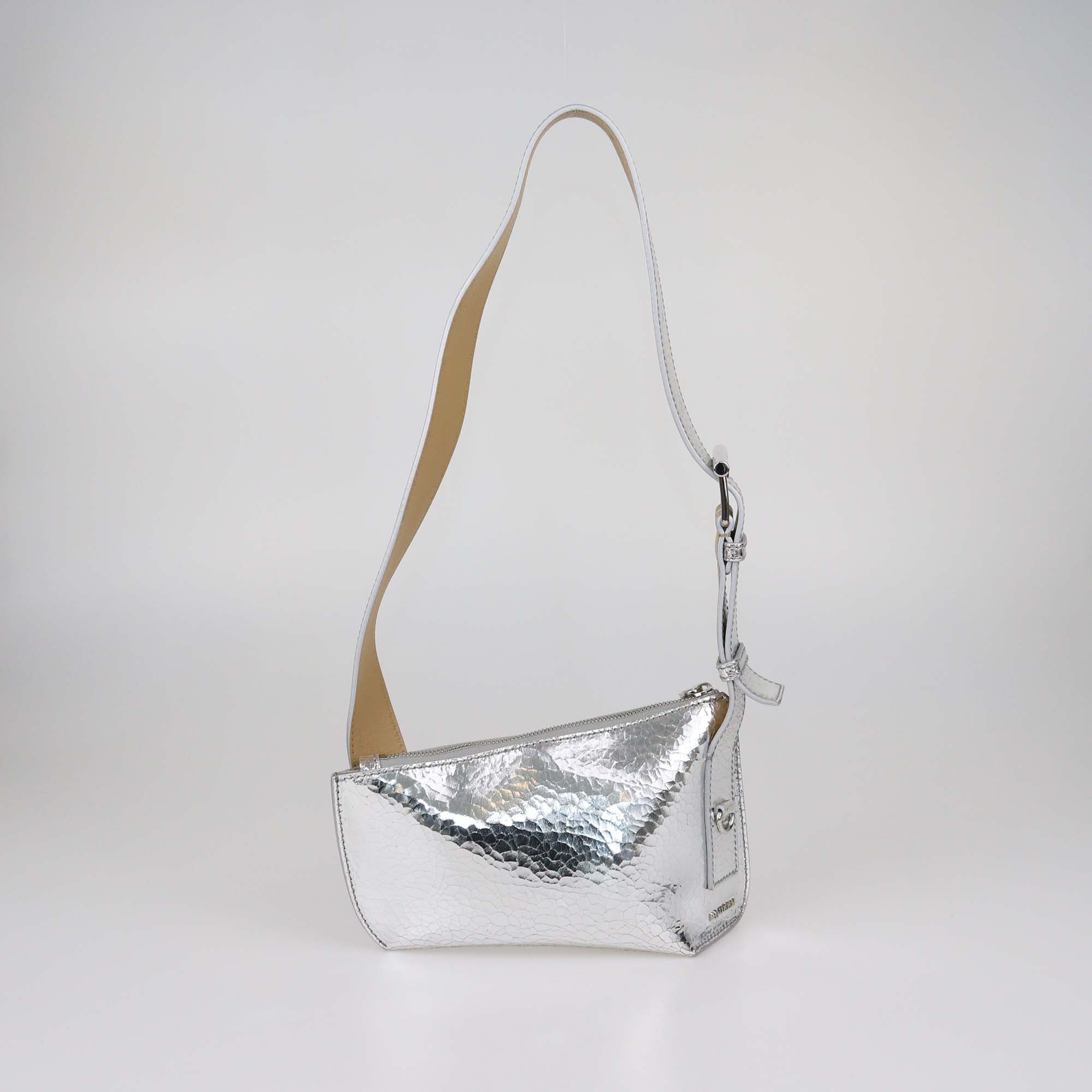 Alexander McQueen Silver Leather T-Bar Sling Shoulder Bag