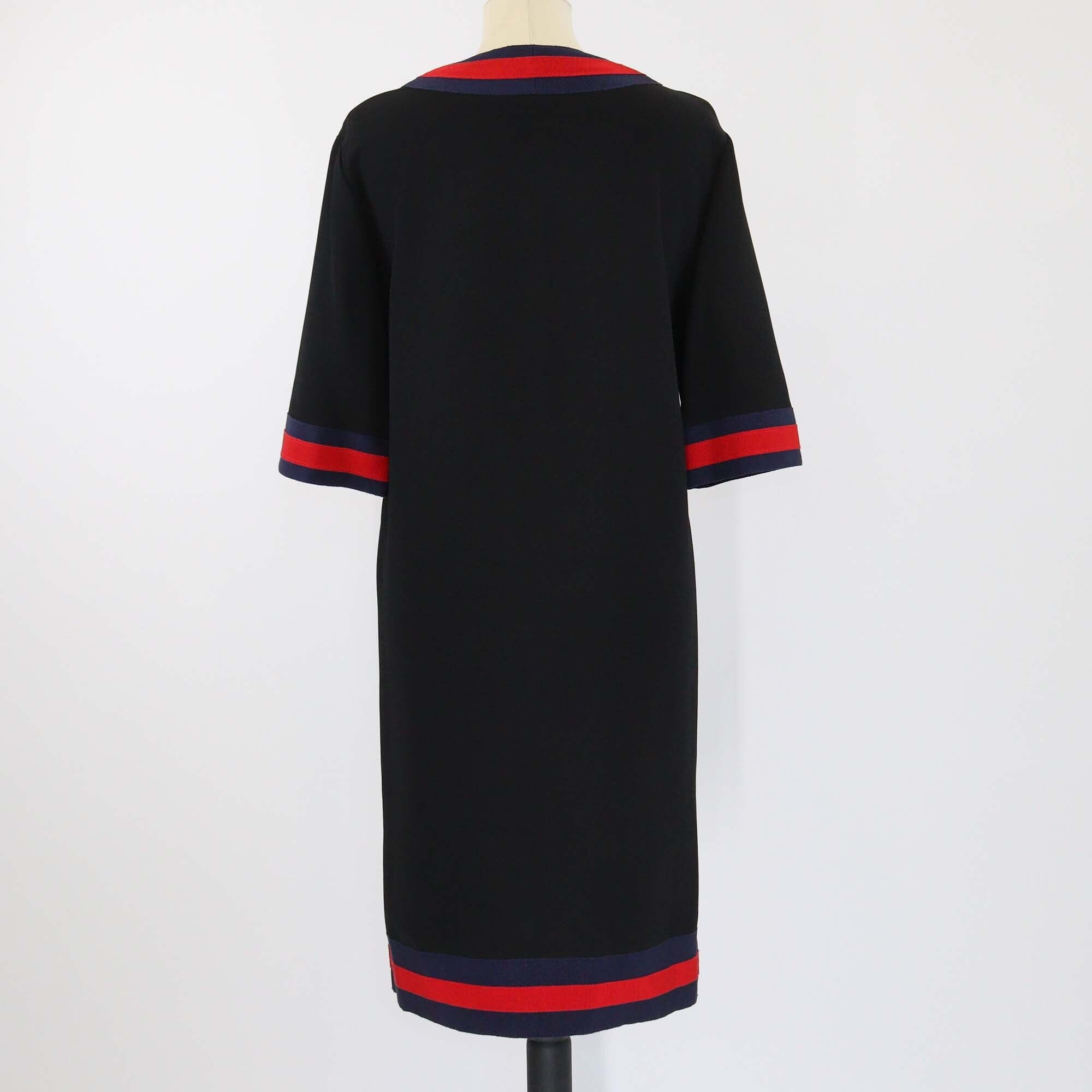 Gucci Black Web V Neck Midi Dress Womens Gucci