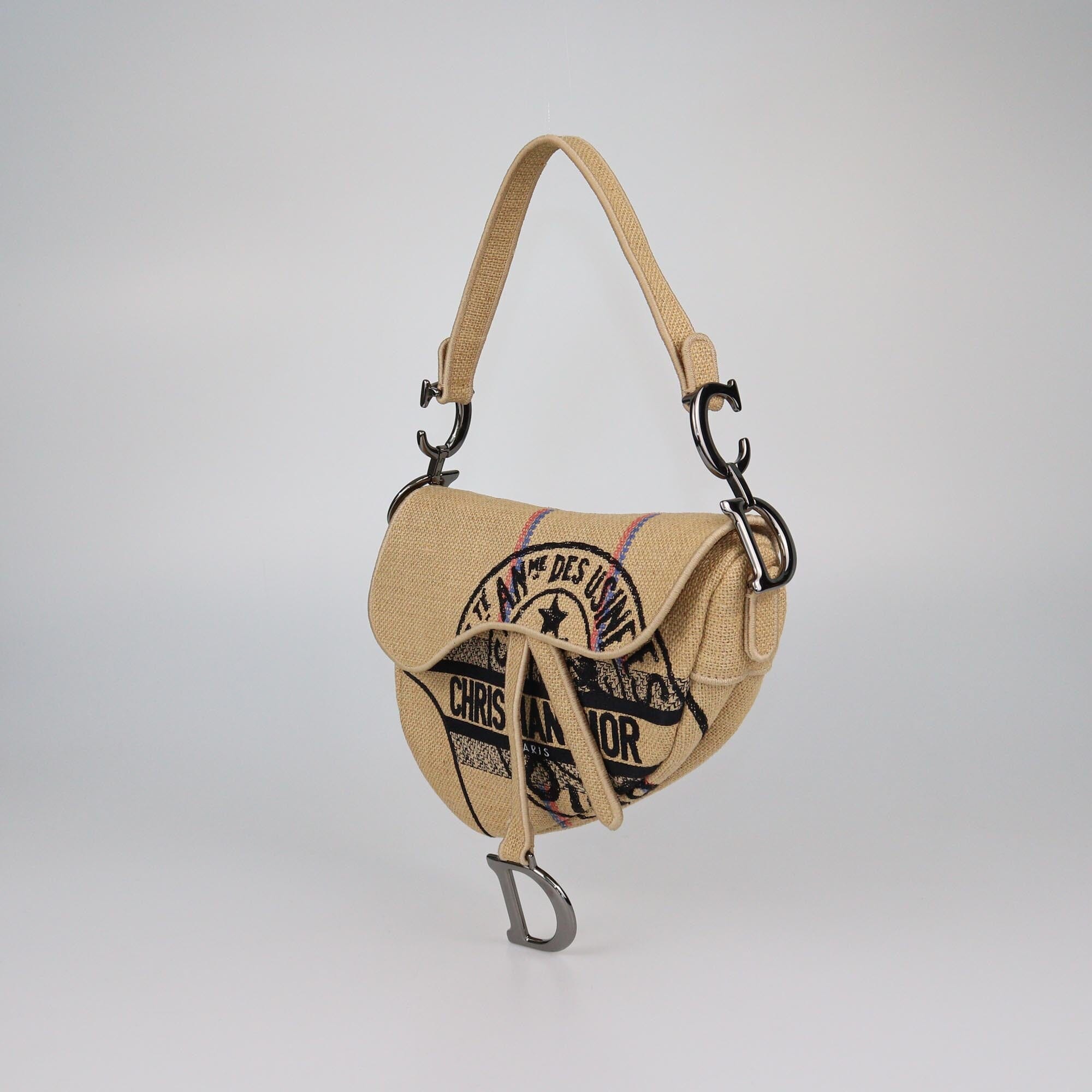 Christian Dior Natural Jute Saddle Bag Womens Christian Dior