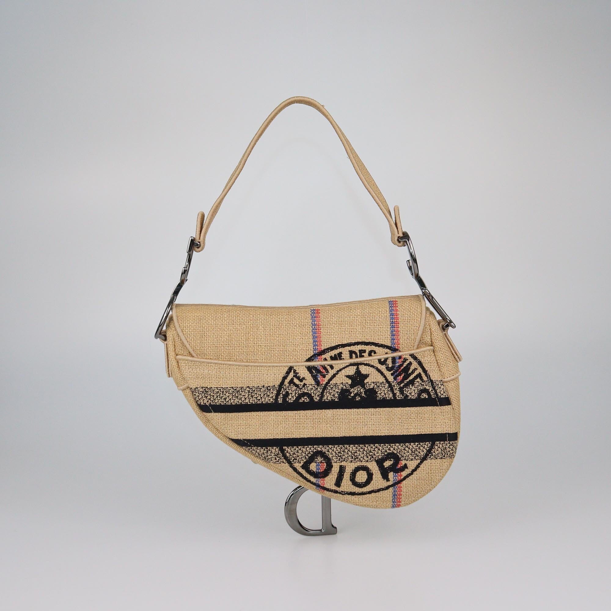 Christian Dior Natural Jute Saddle Bag Womens Christian Dior