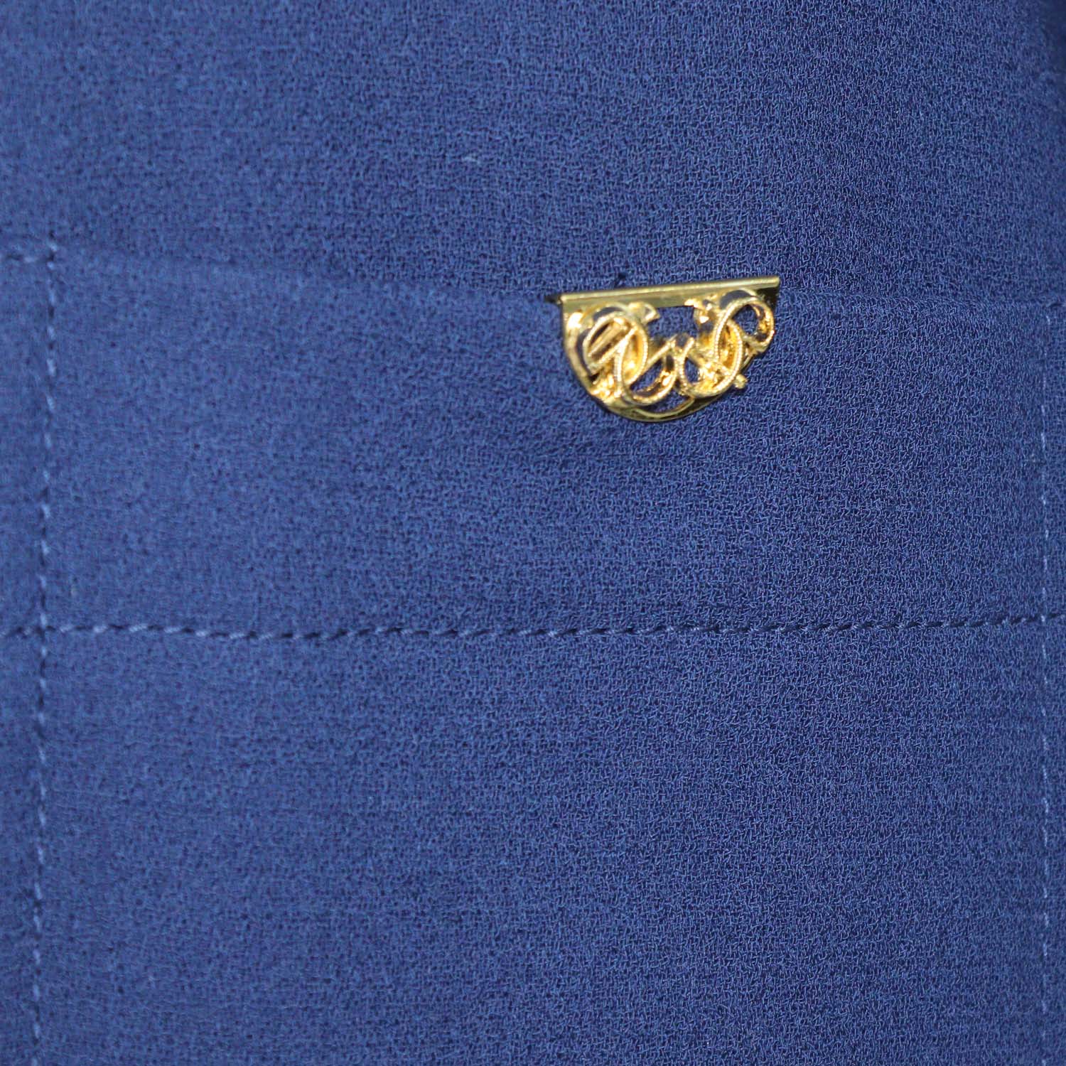 Elie Saab Blue Virgin Wool Crepe Blouse and Side Slit Flared Pants Set
