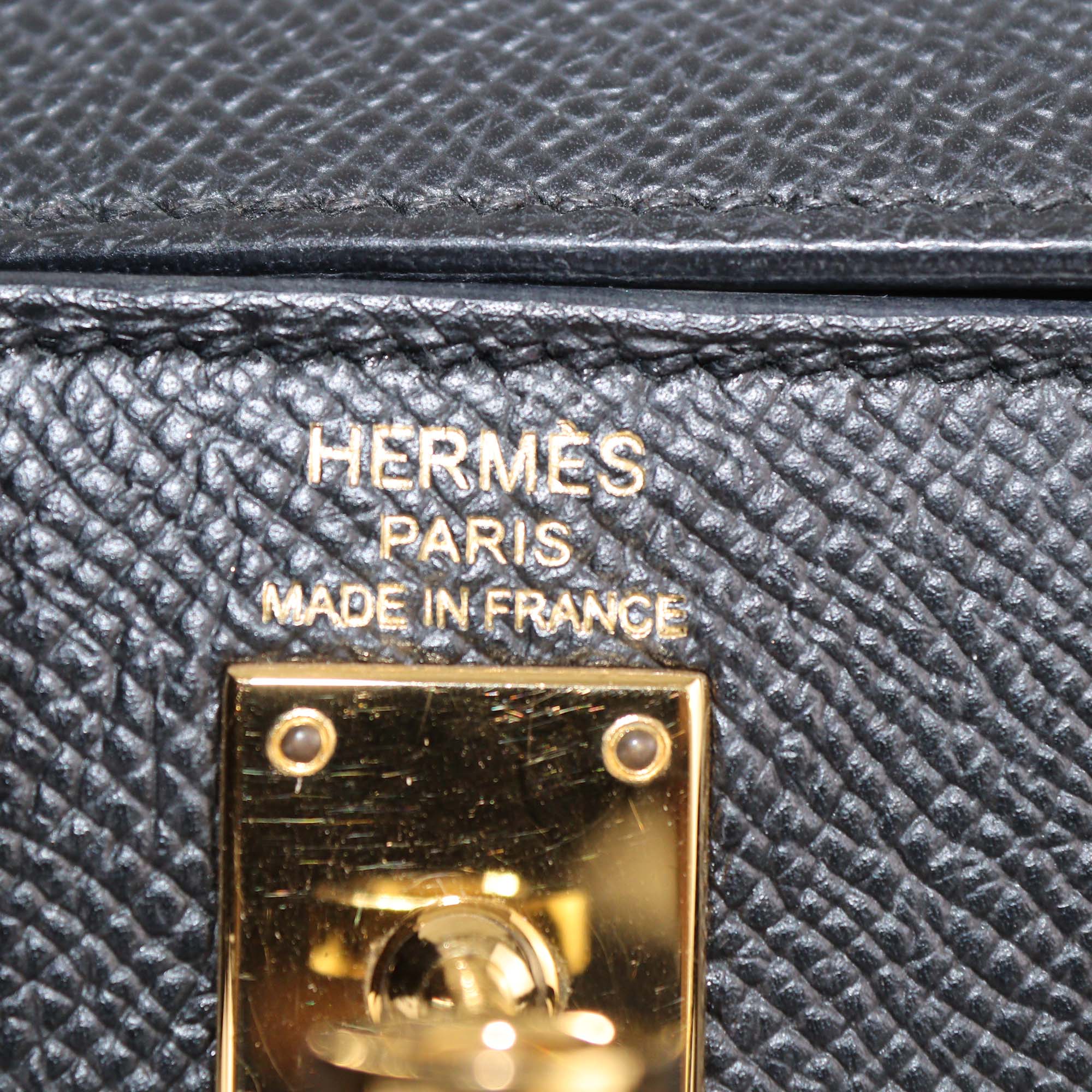 Hermes Black Epsom Leather Gold Hardware Kelly Sellier 25 Bag