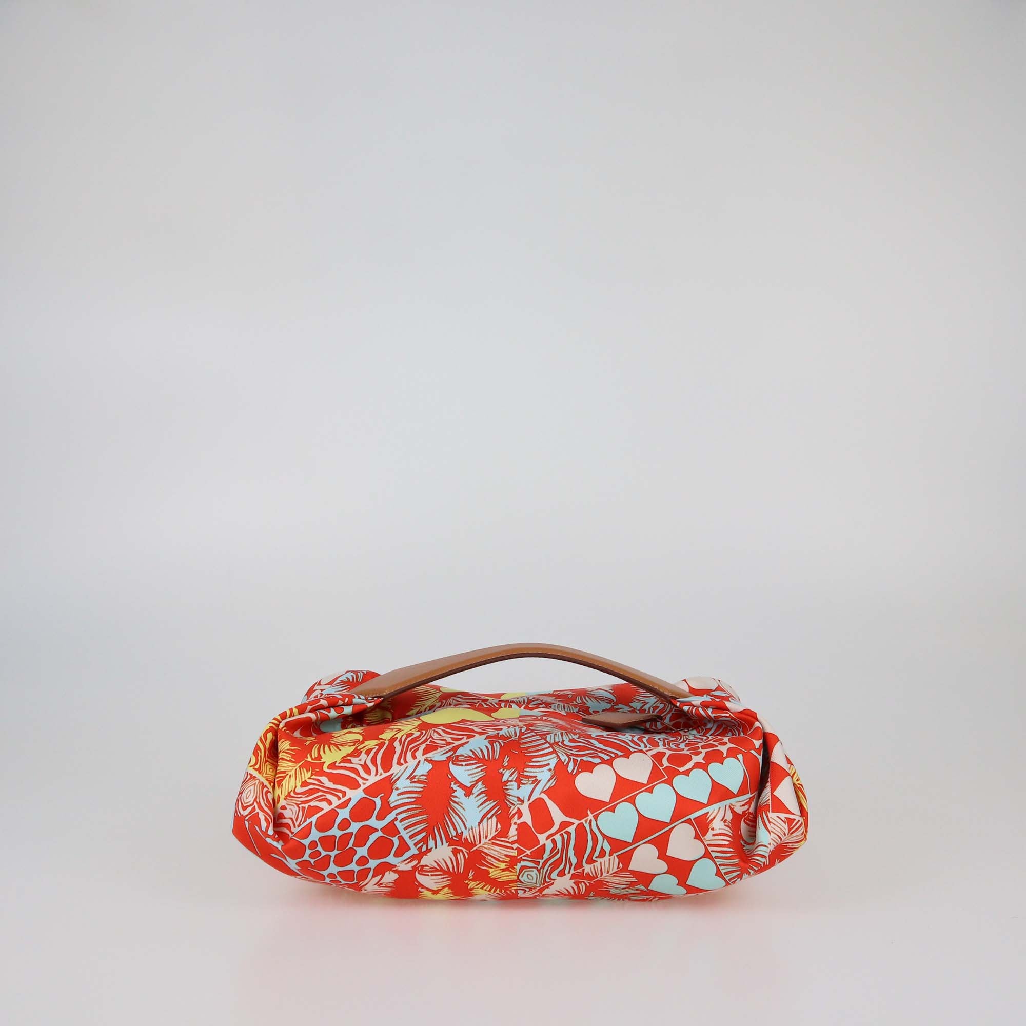 Hermes Capucine/Bleu Zéphyr/Nature Wild Print Silk Balusoie Bag