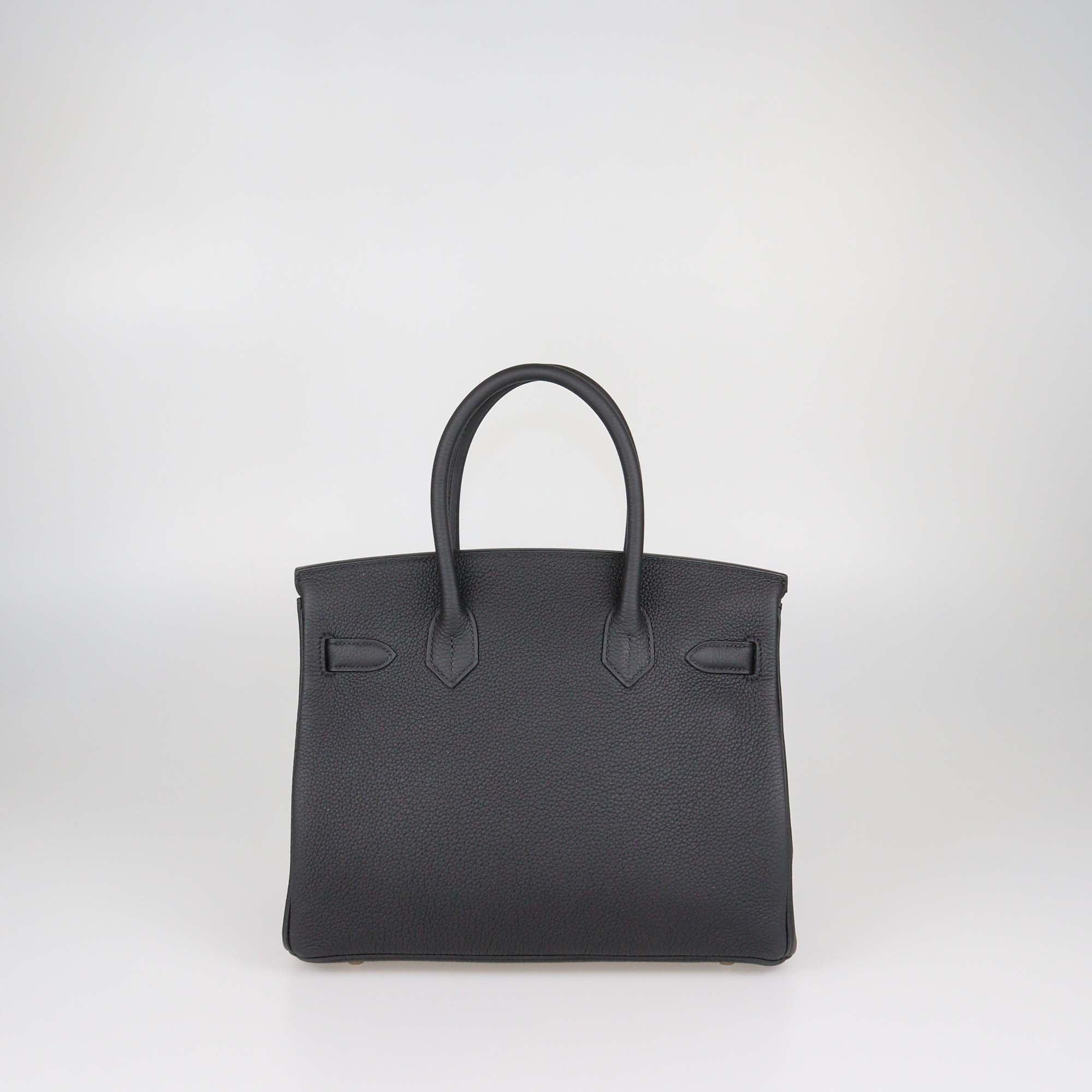 Hermes Black Togo Leather Rose Gold Hardware Birkin 30 Bag