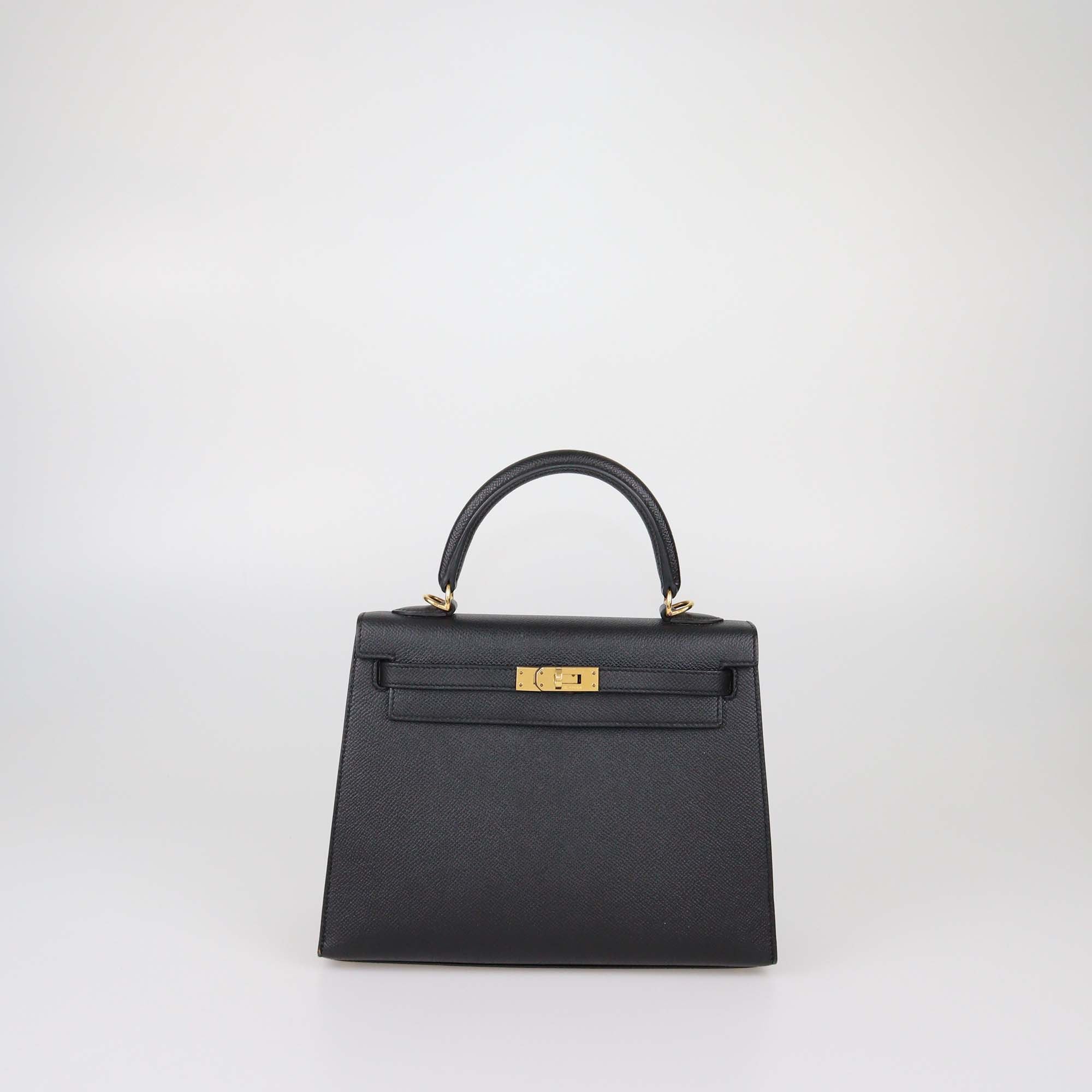 Hermes Black Epsom Leather Gold Hardware Kelly Sellier 25 Bag