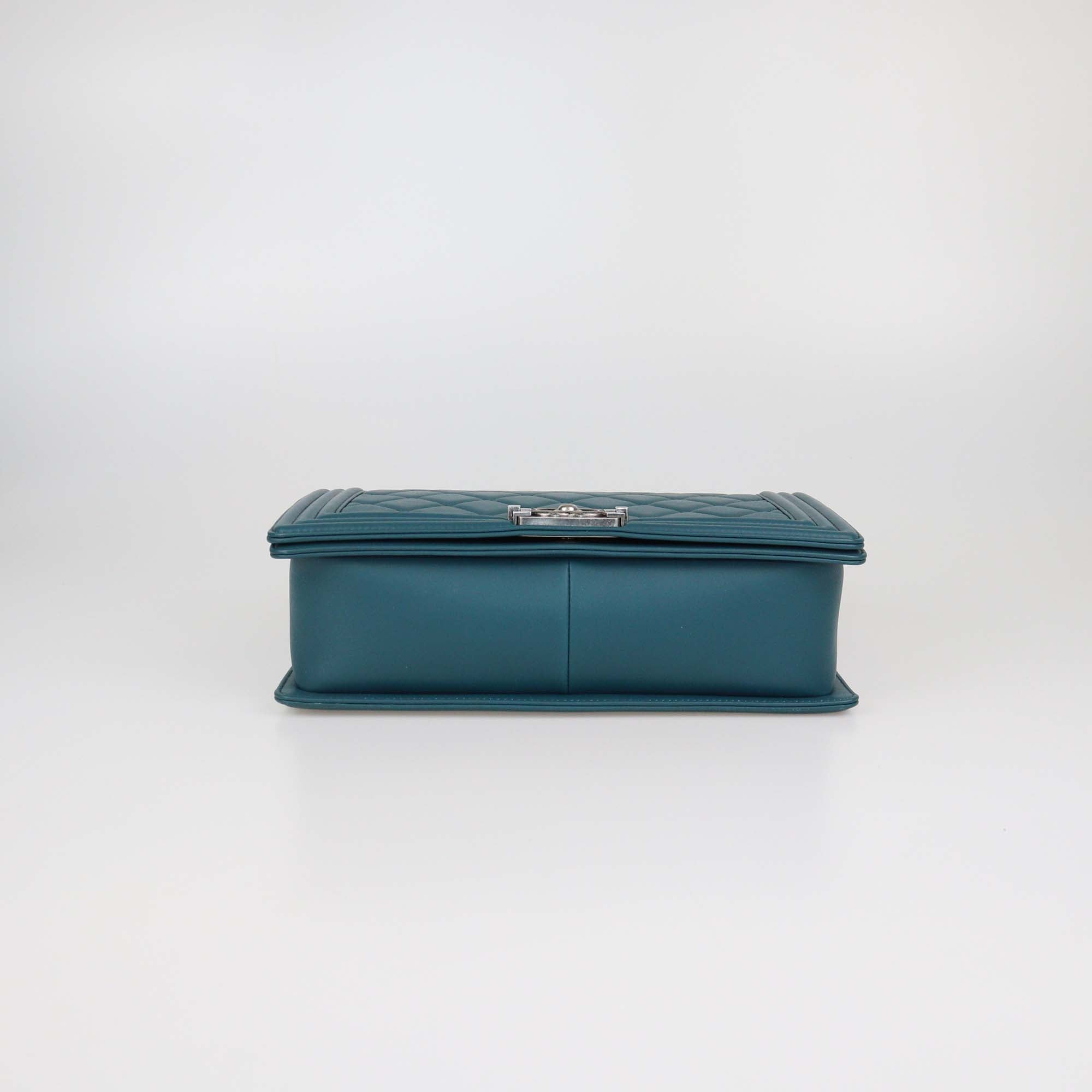 Chanel Teal Blue Quilted Leather New Medium Boy Flap Bag