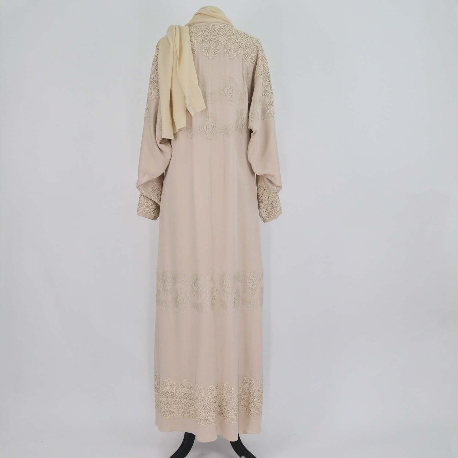Dolce & Gabbana Beige Silk Blend Cape Abaya Dress