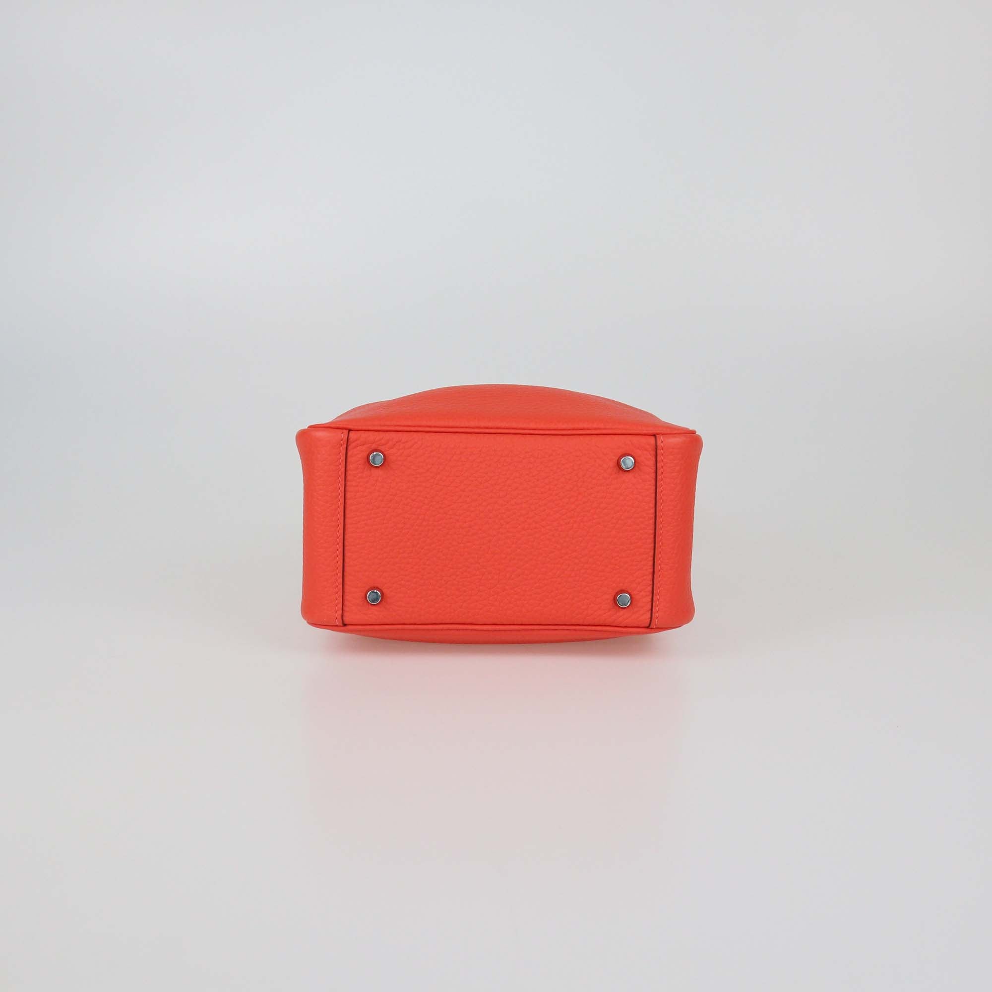 Hermes Orange Field Clemence Leather Lindy Mini II Bag